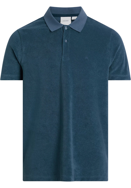 Calvin Klein Towelling Regular Polo, heren poloshirt, blauw Calvin Klein Towelling Regular Polo, heren poloshirt, blauw