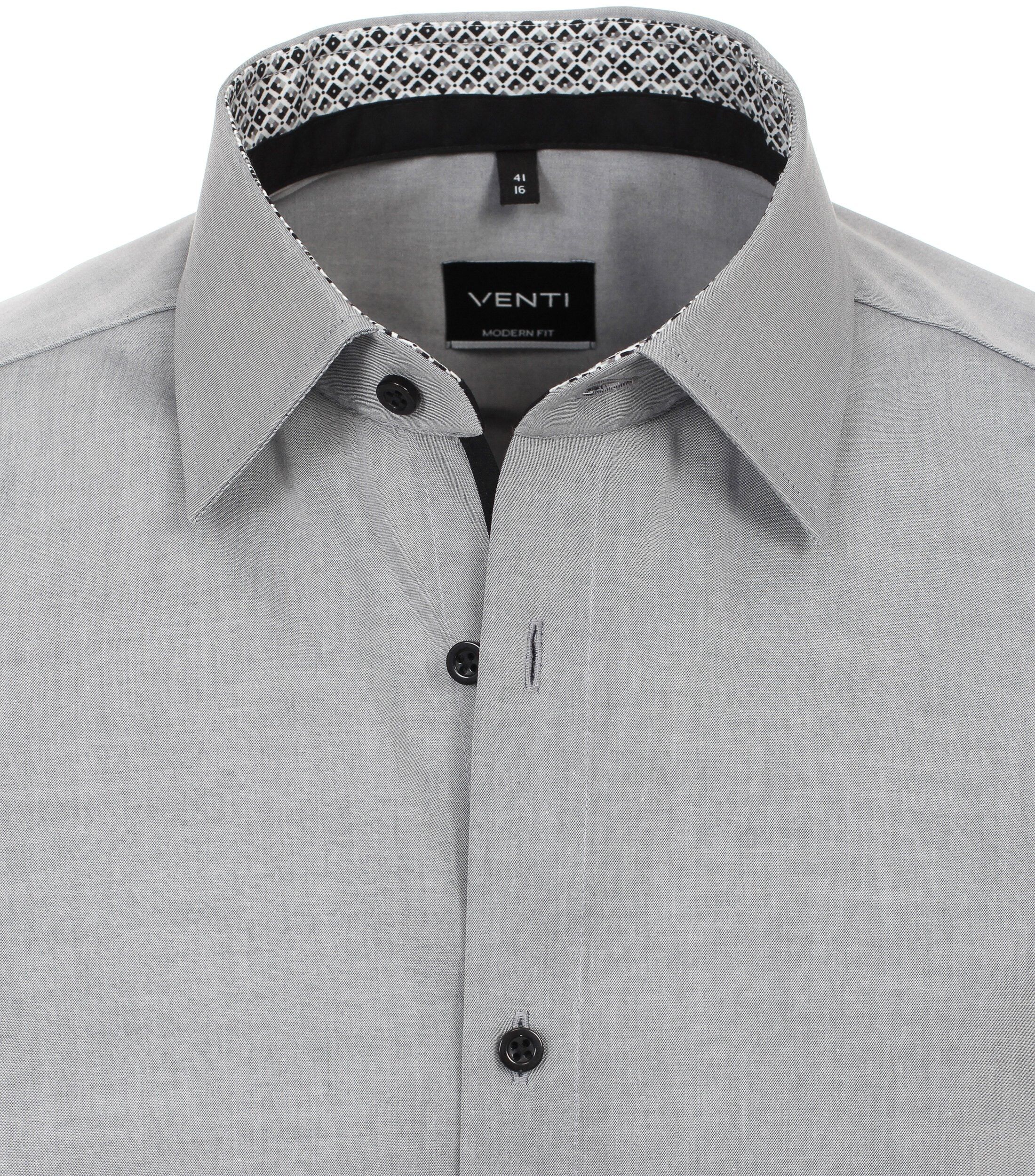 VENTI modern fit overhemd, mouwlengte 7, popeline, zilvergrijs