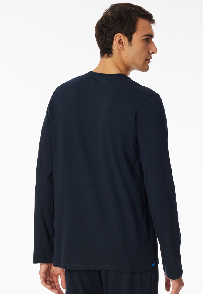 SCHIESSER Mix + Relax Shirt 1/1 arm, heren T-shirt lange mouw, nachtblauw