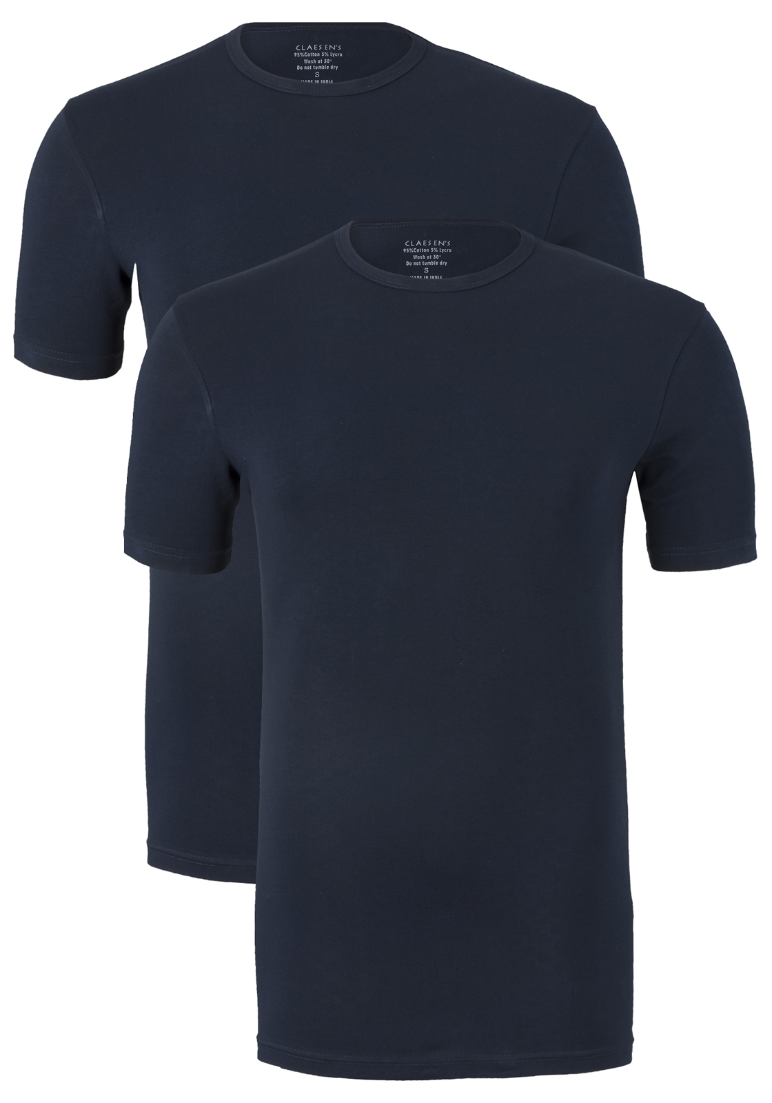 claesens_ondergoedCL1021_navy_duo Claesen's Basics T-shirts (2-pack), heren T-shirts O-hals, blauw