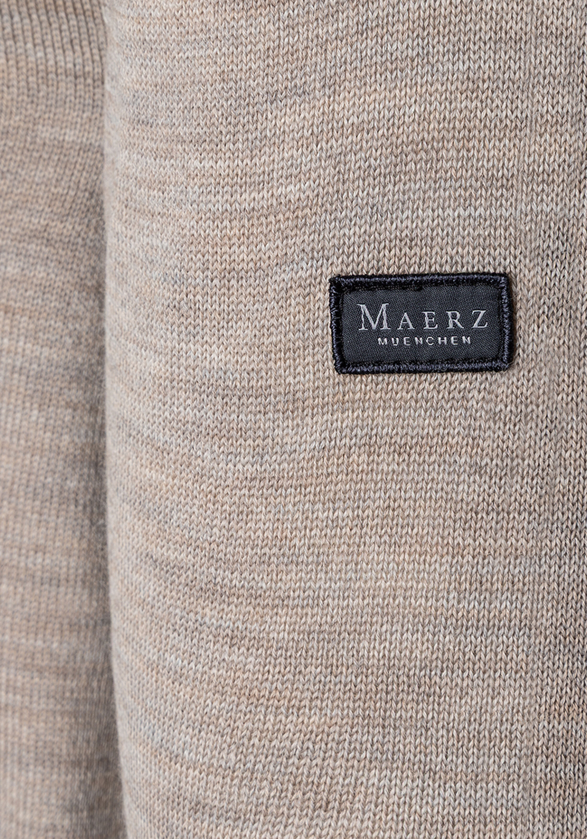 MAERZ Classic Fit heren trui met V-hals wol, beige