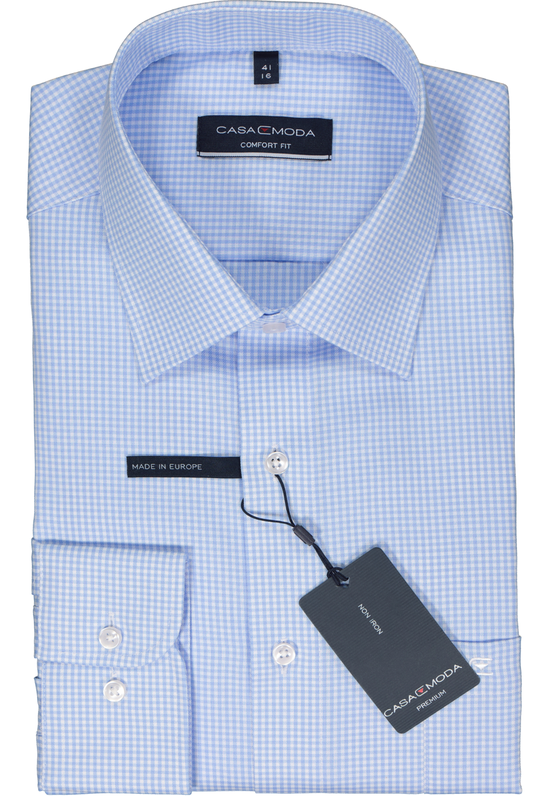 2-4064813660840_casa-moda-overhemd_HR CASA MODA comfort fit overhemd, twill, lichtblauw met wit geruit