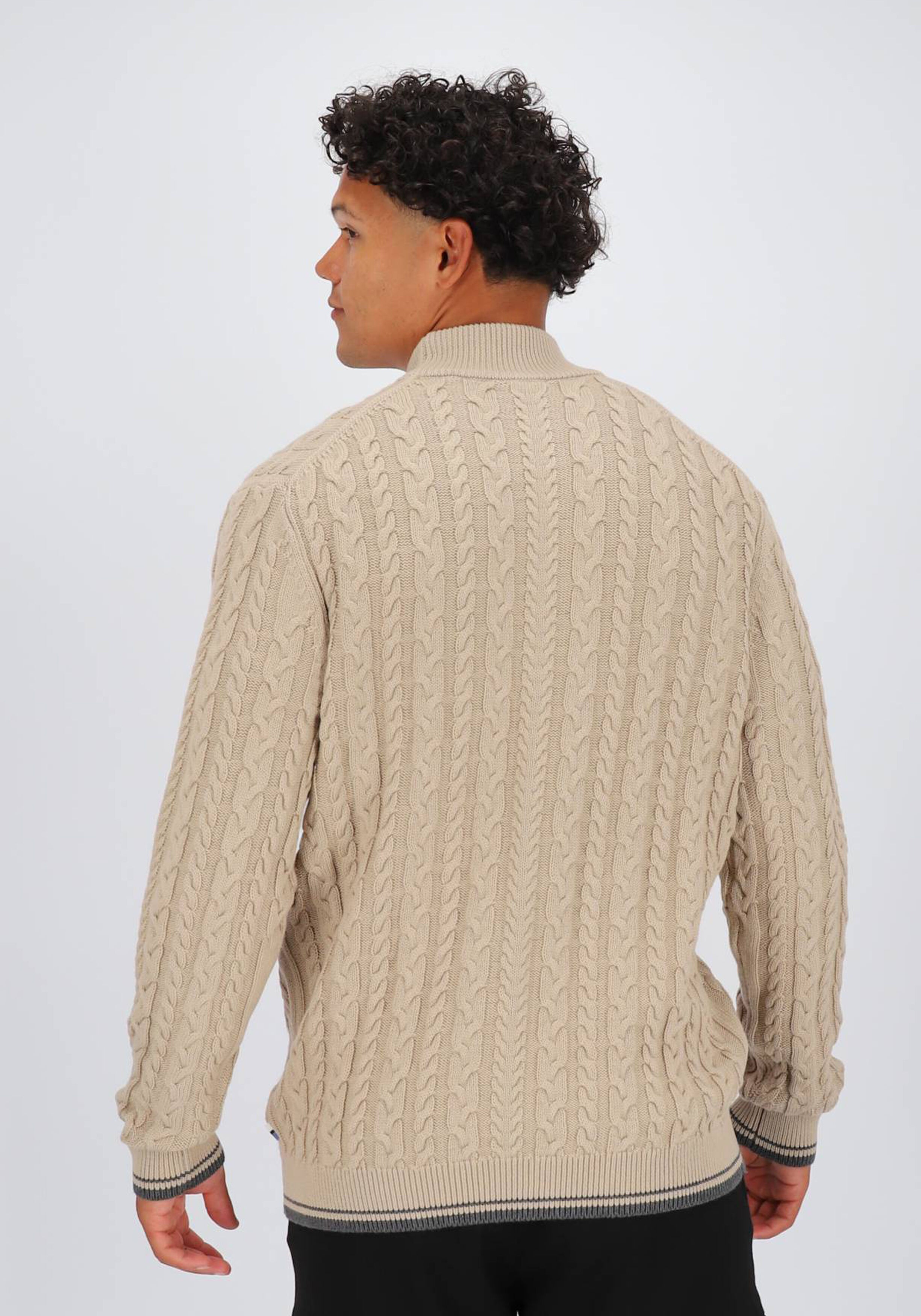 OLYMP modern fit trui wolmengsel, kabeltrui, turtleneck, beige