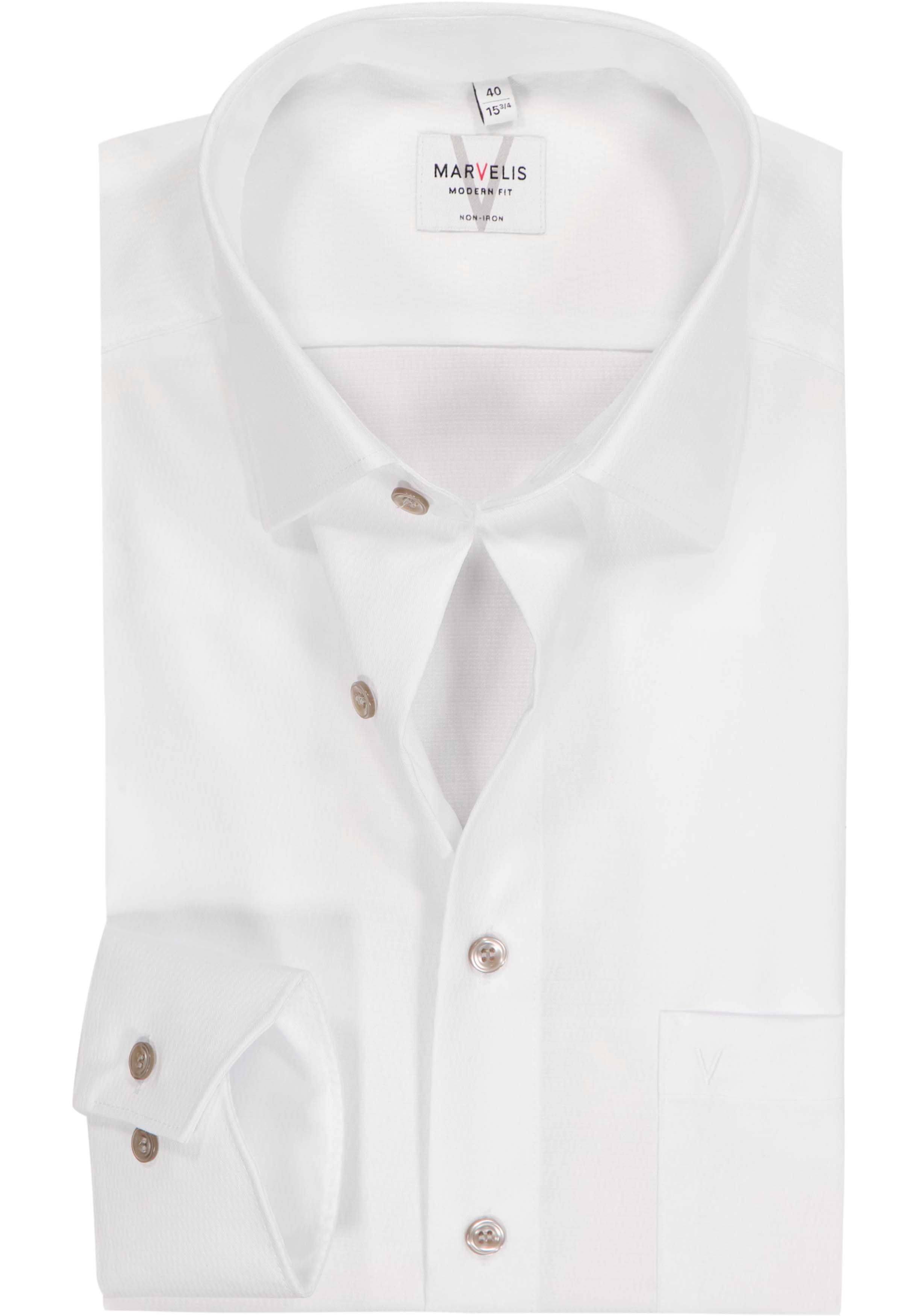 MARVELIS modern fit overhemd, structuur, wit