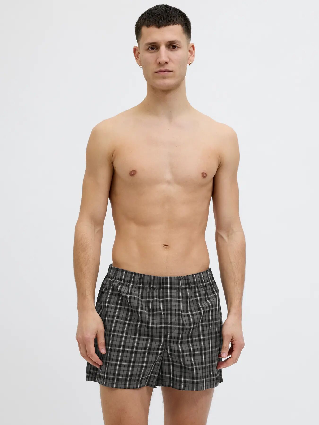 JACK & JONES Jacmilano woven boxers (3-pack), heren wijde boxers, poppy seed black, vapor blue checks
