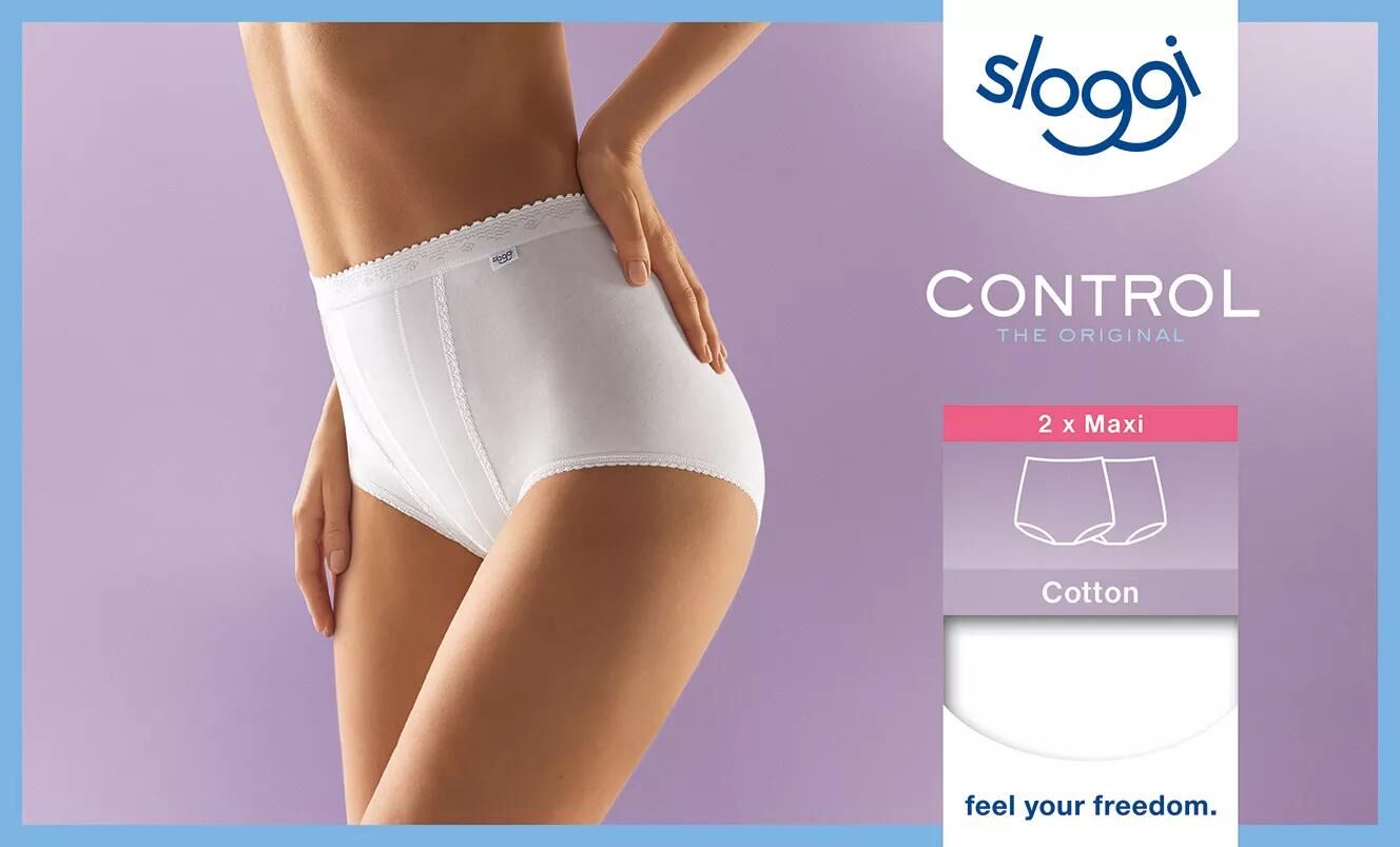 Sloggi Women Control Maxi (2-pack), dames slip, wit