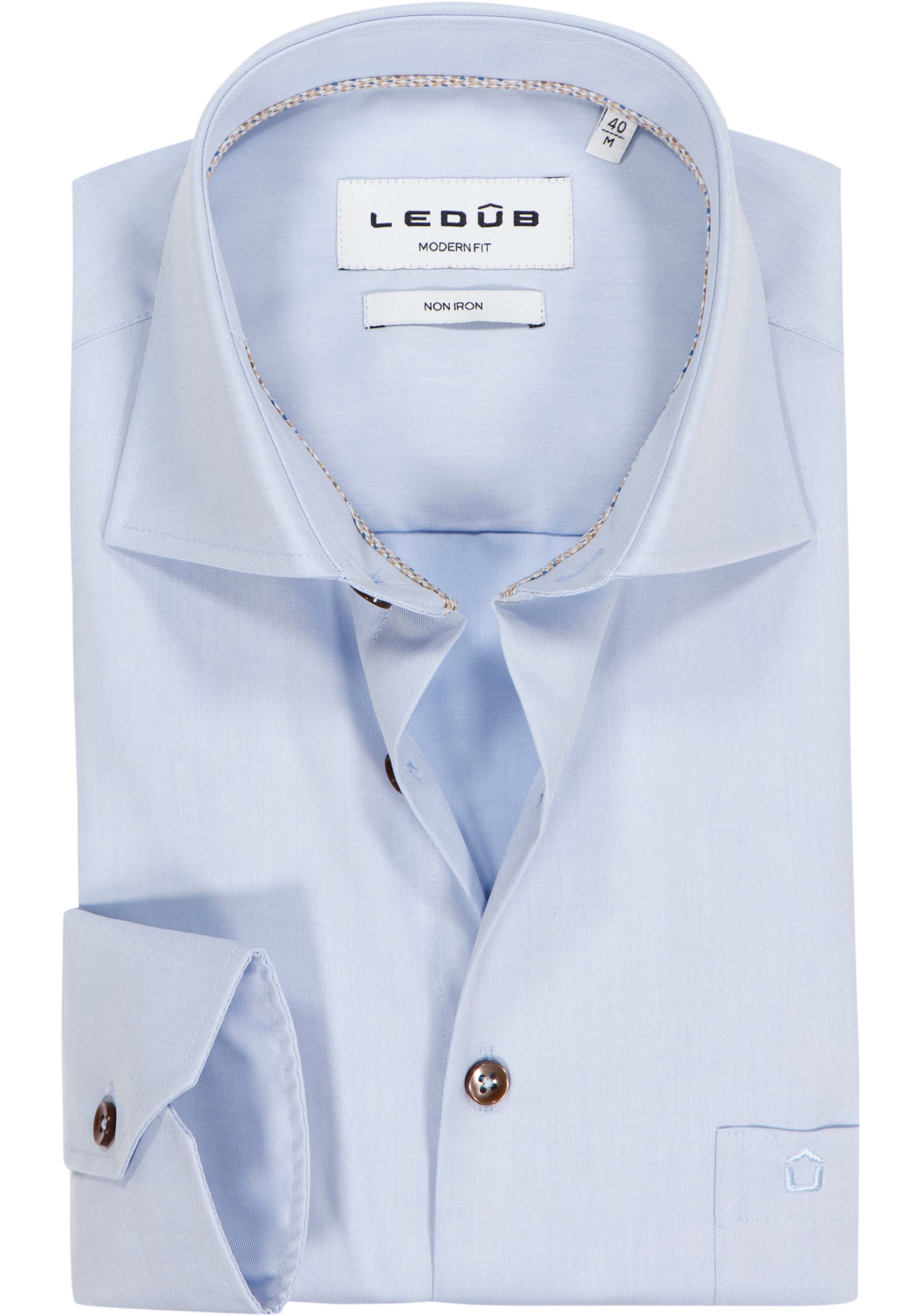 Ledub modern fit overhemd, popeline, lichtblauw