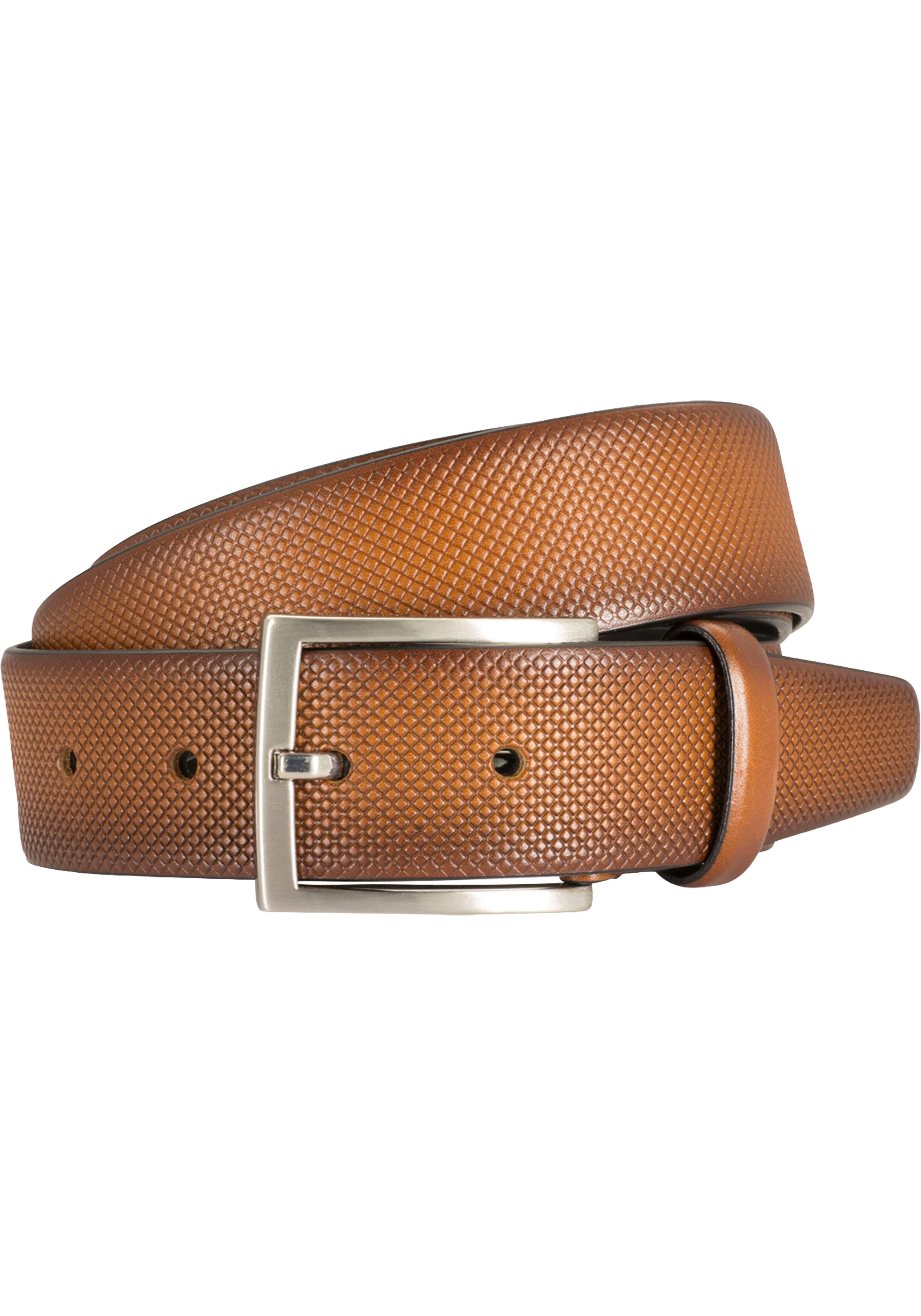 LINDENMANN leren heren riem, cognac