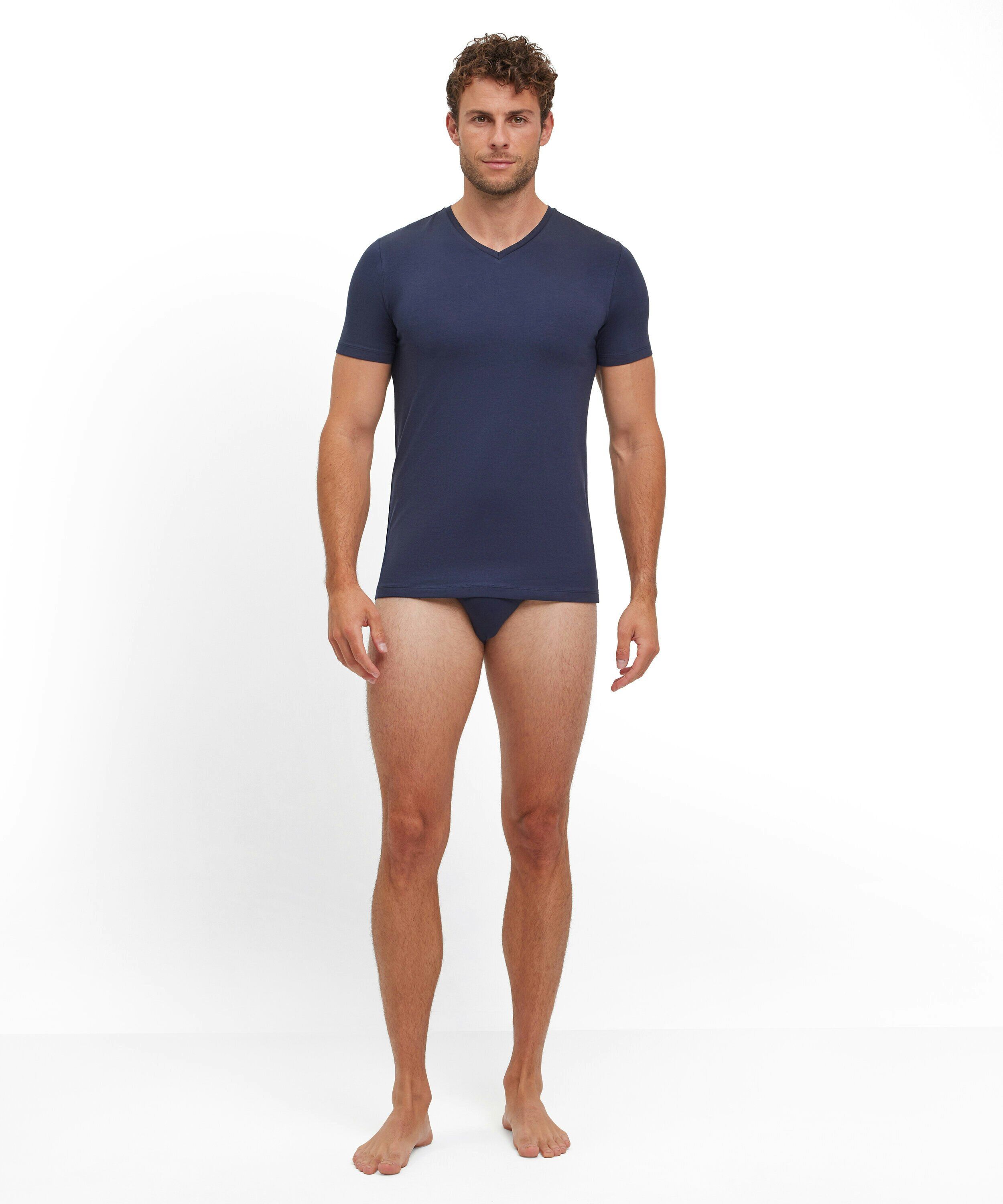 FALKE 2-pack heren T-shirt Daily Comfort, korte mouw, donkerblauw (midnight)