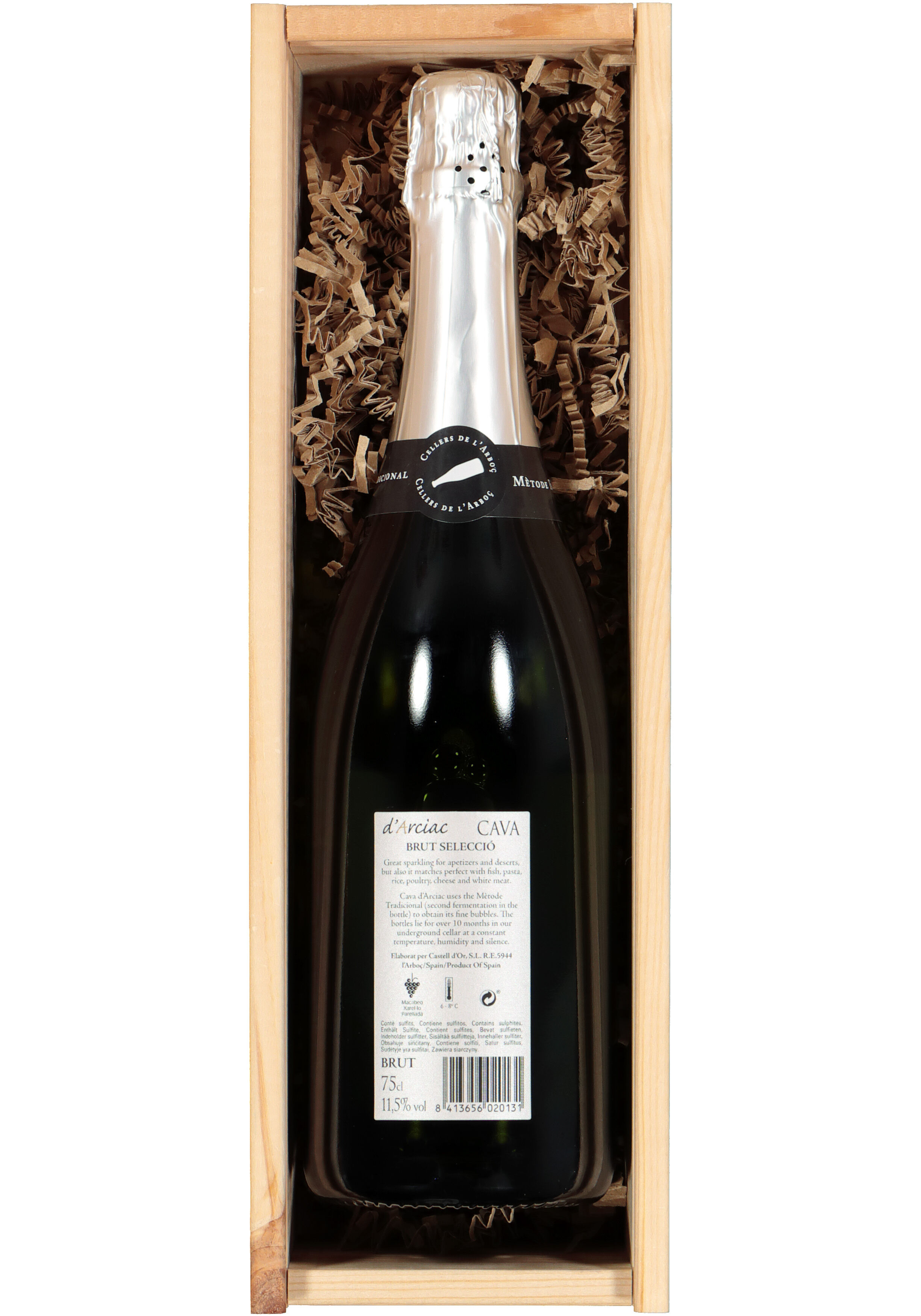 Heren cadeaubox Cava Bubbels met een wit strikje 