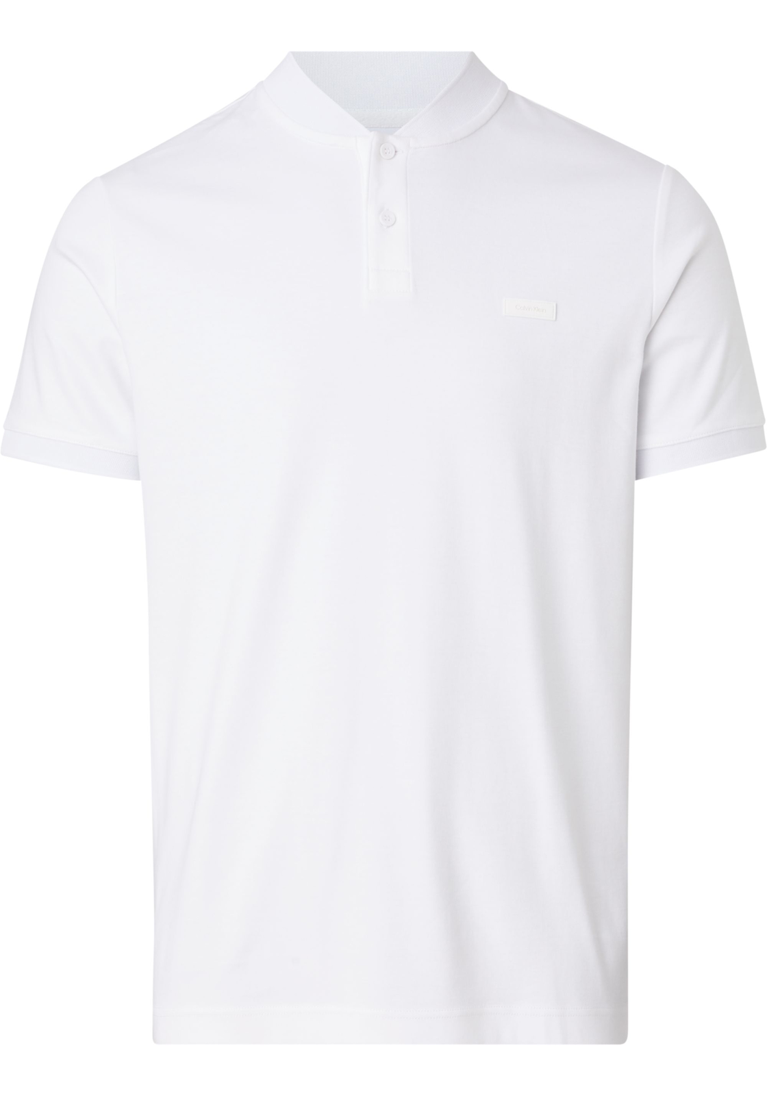1-8720107581890-calvin_klein-polo-V24_HR Calvin Klein Smooth Cotton stand collar Slim Polo, heren poloshirt, wit