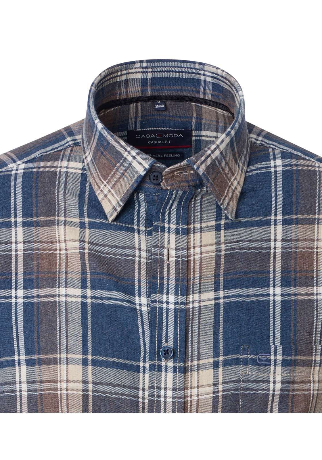 CASA MODA Sport casual fit overhemd, flanel, blauw geruit - 444308300-100 CASA MODA Sport casual fit overhemd, flanel, blauw geruit - 444308300-100