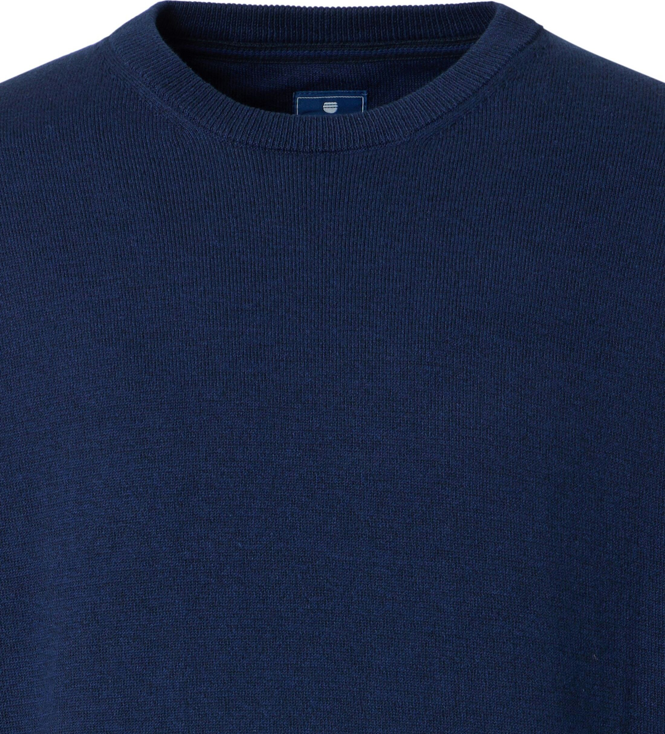 Redmond heren trui katoen, O-hals, blauw-donkerblauw