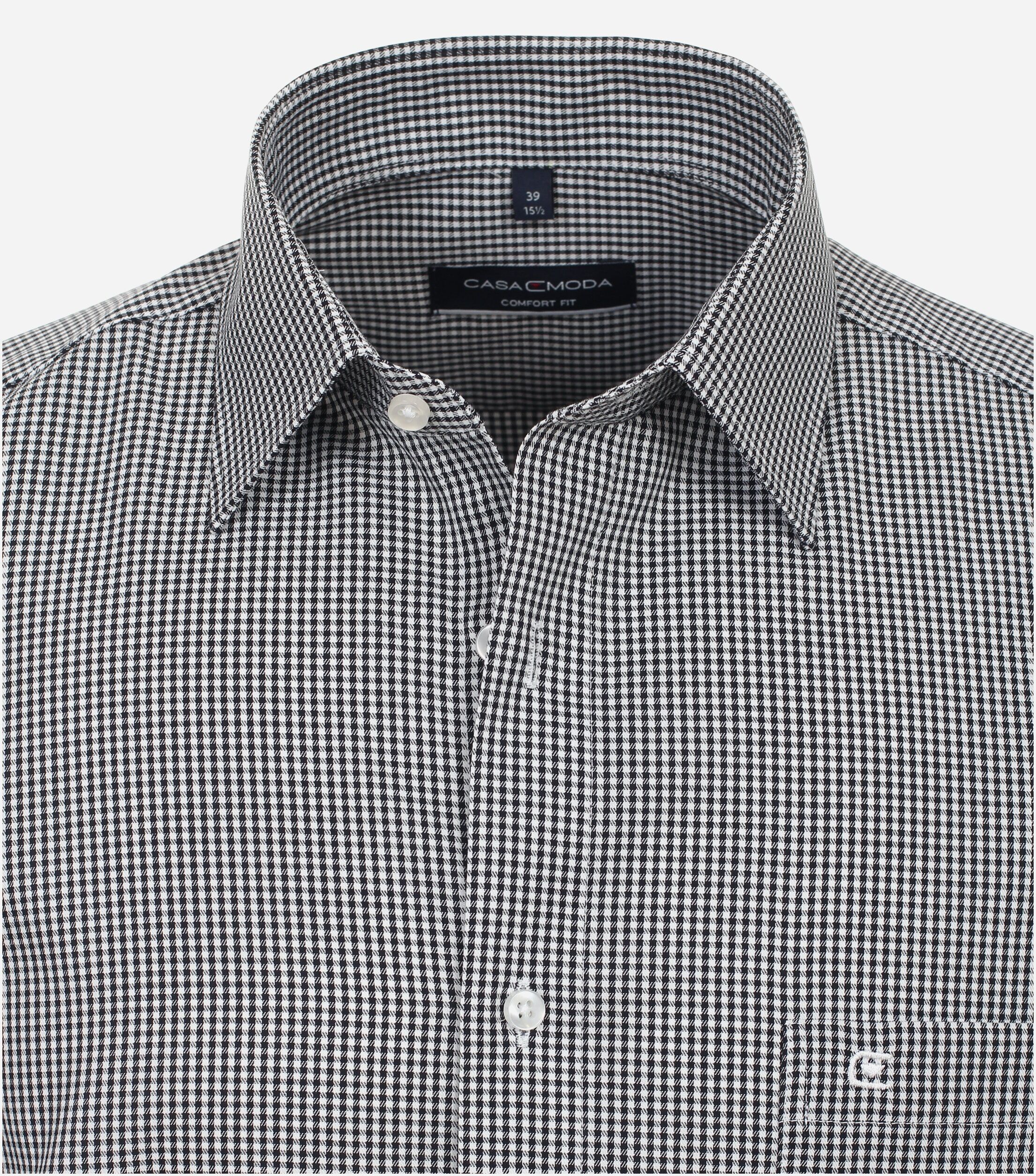 CASA MODA comfort fit overhemd, twill, zwart met wit geruit