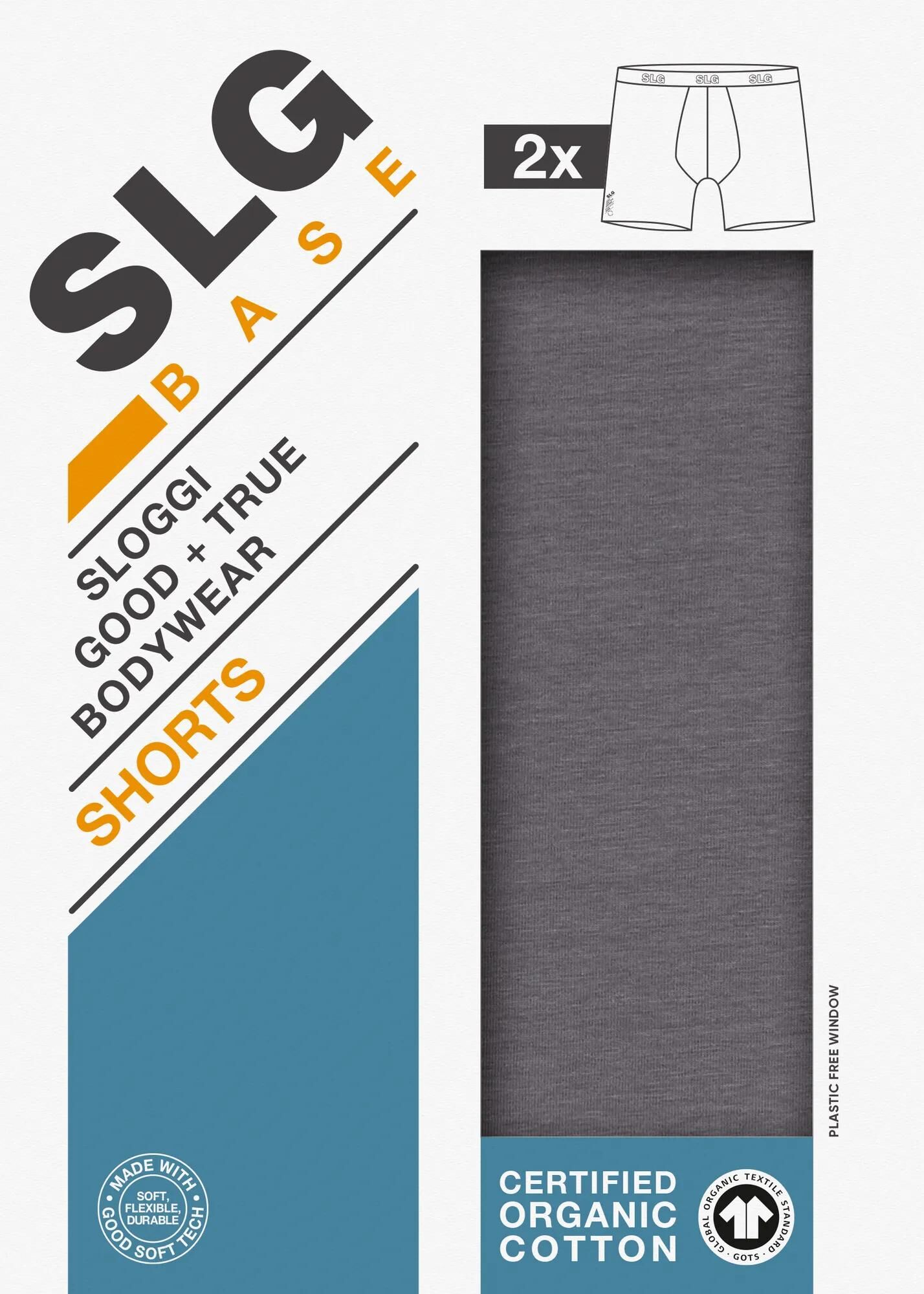 Sloggi Men SLG Base Short, heren boxershort korte pijp (2-pack), middengrijs