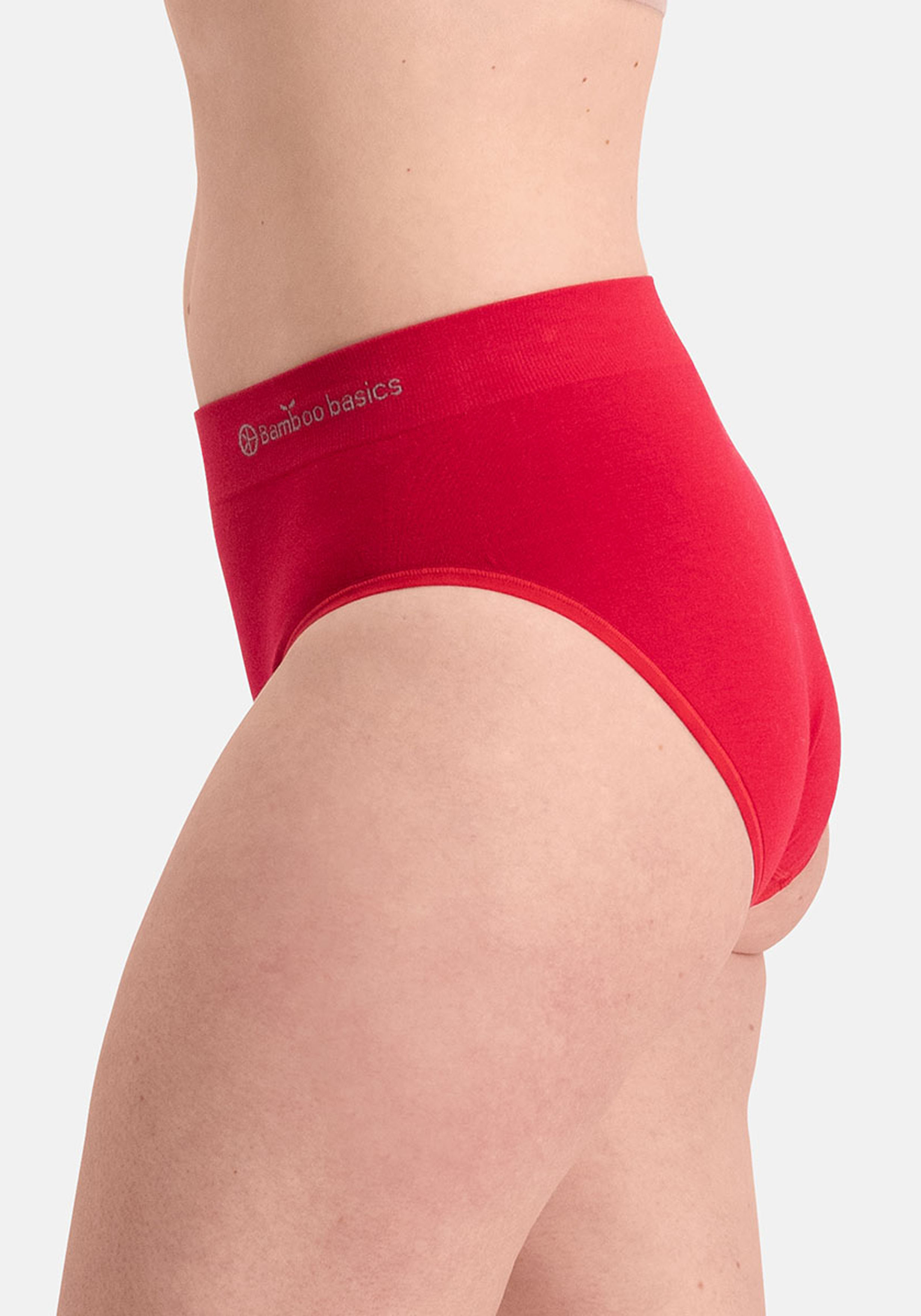 Bamboo Basics Belle seamless full brief (3-pack), dames tailleslip naadloos, rood