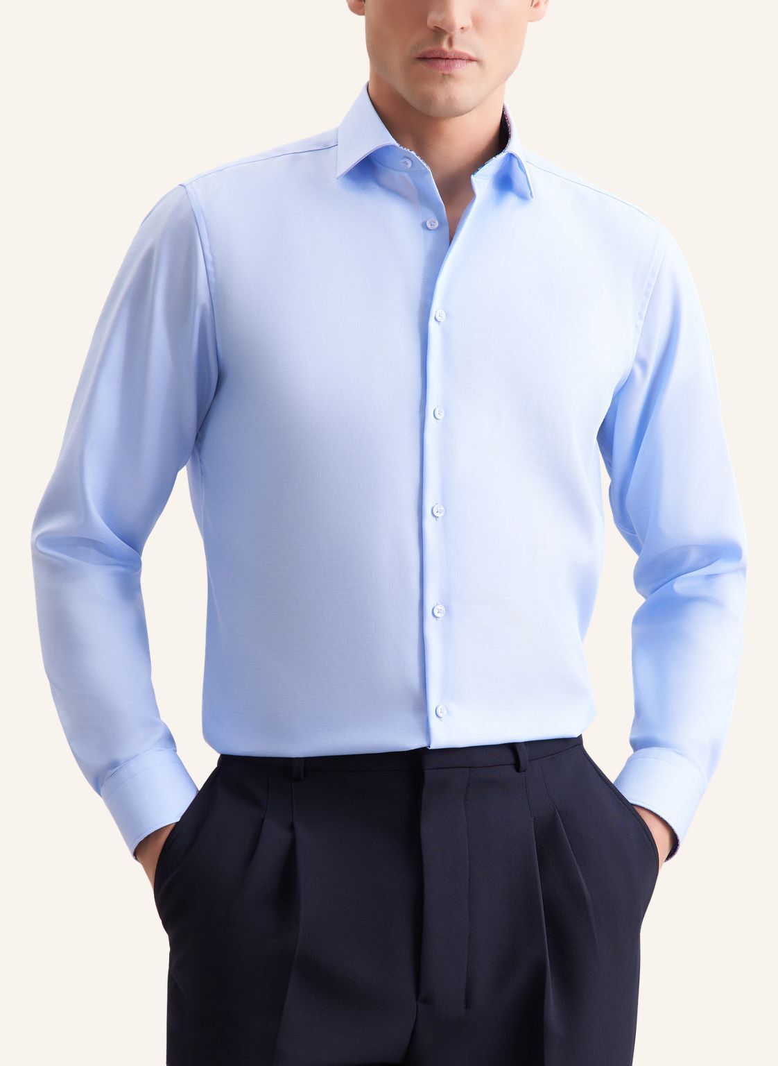 Seidensticker regular fit overhemd, popeline, blauw