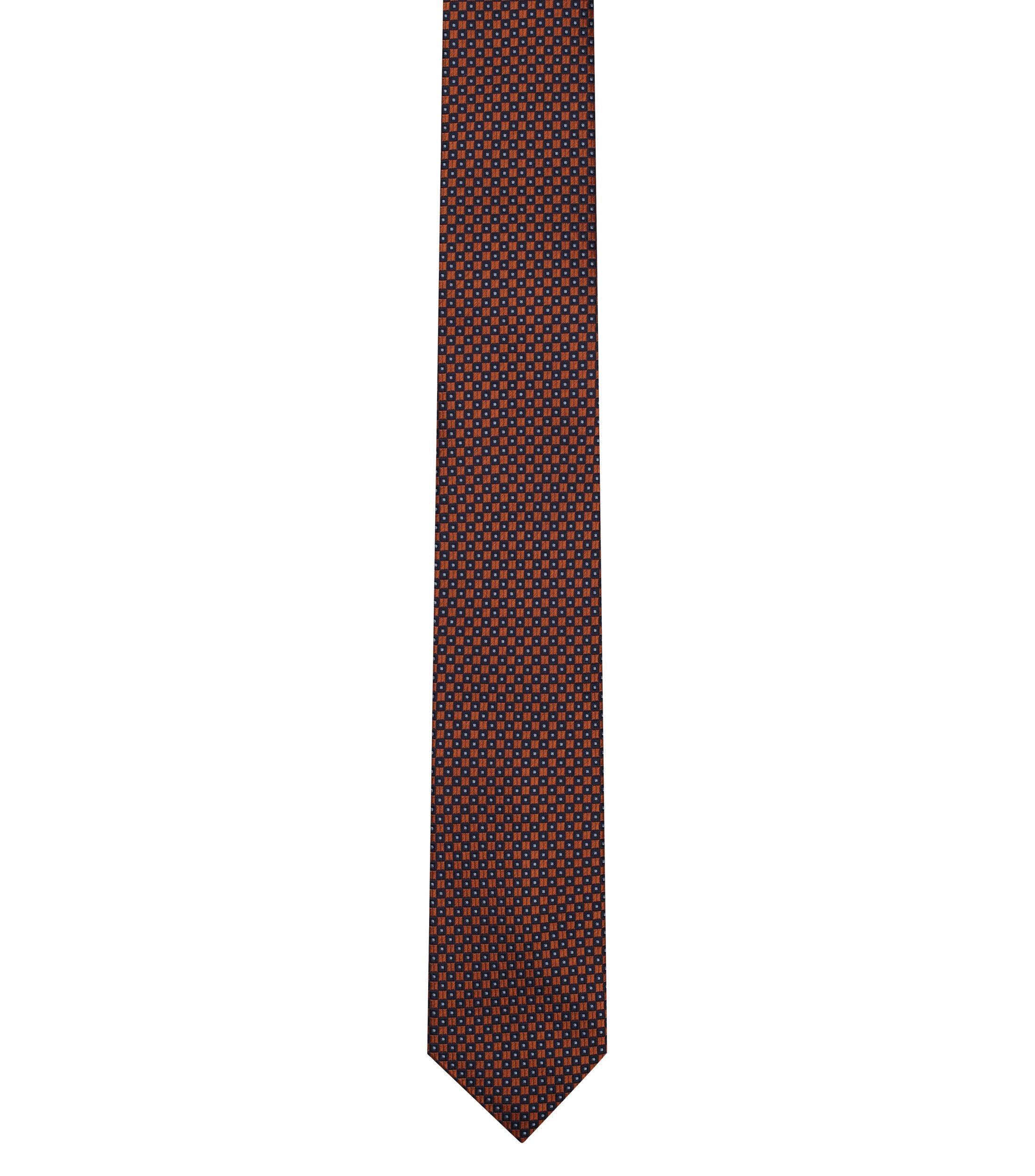 VENTI stropdas, oranje, donkerblauw dessin