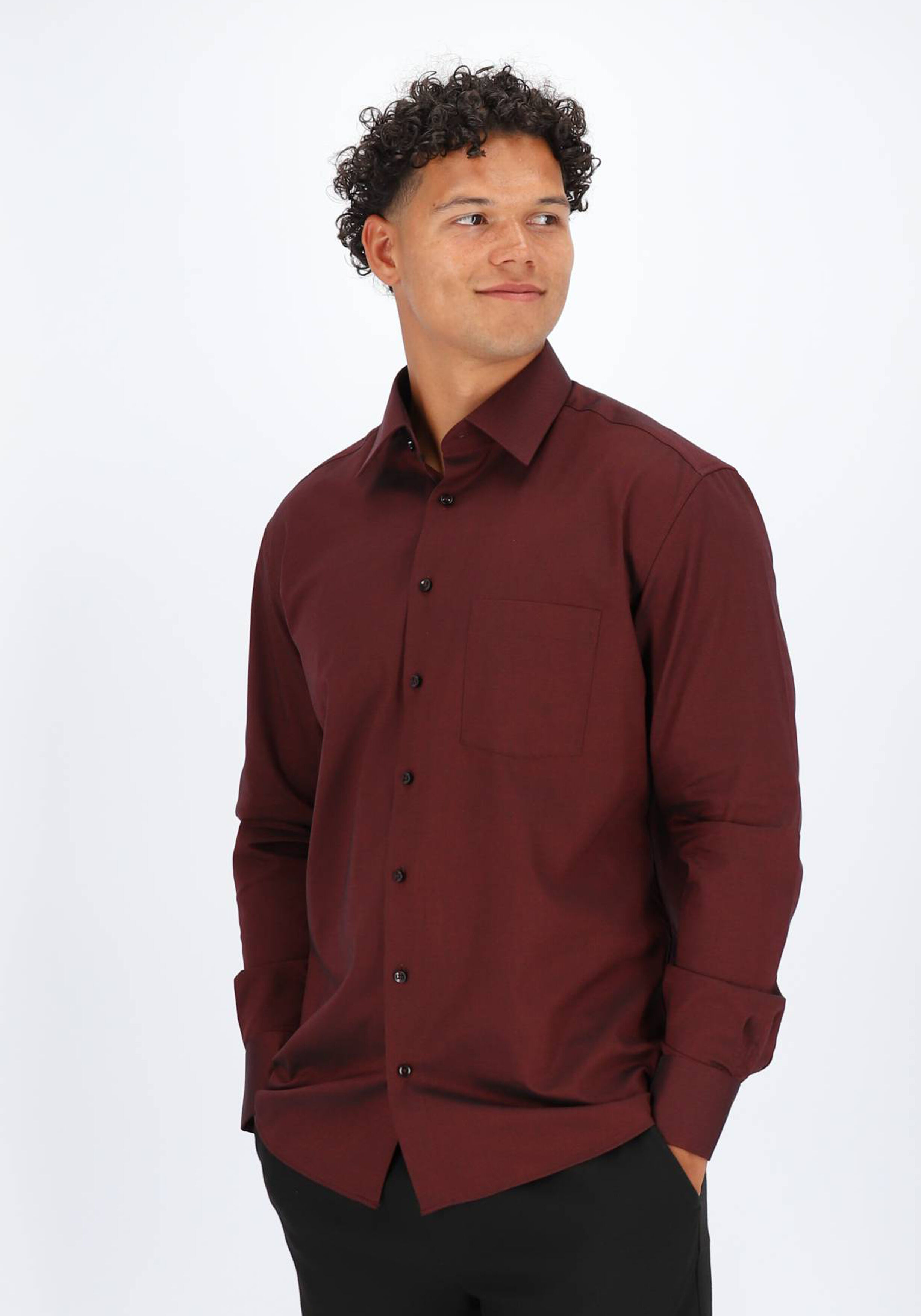 ETERNA modern fit overhemd, natte, diep donkerrood