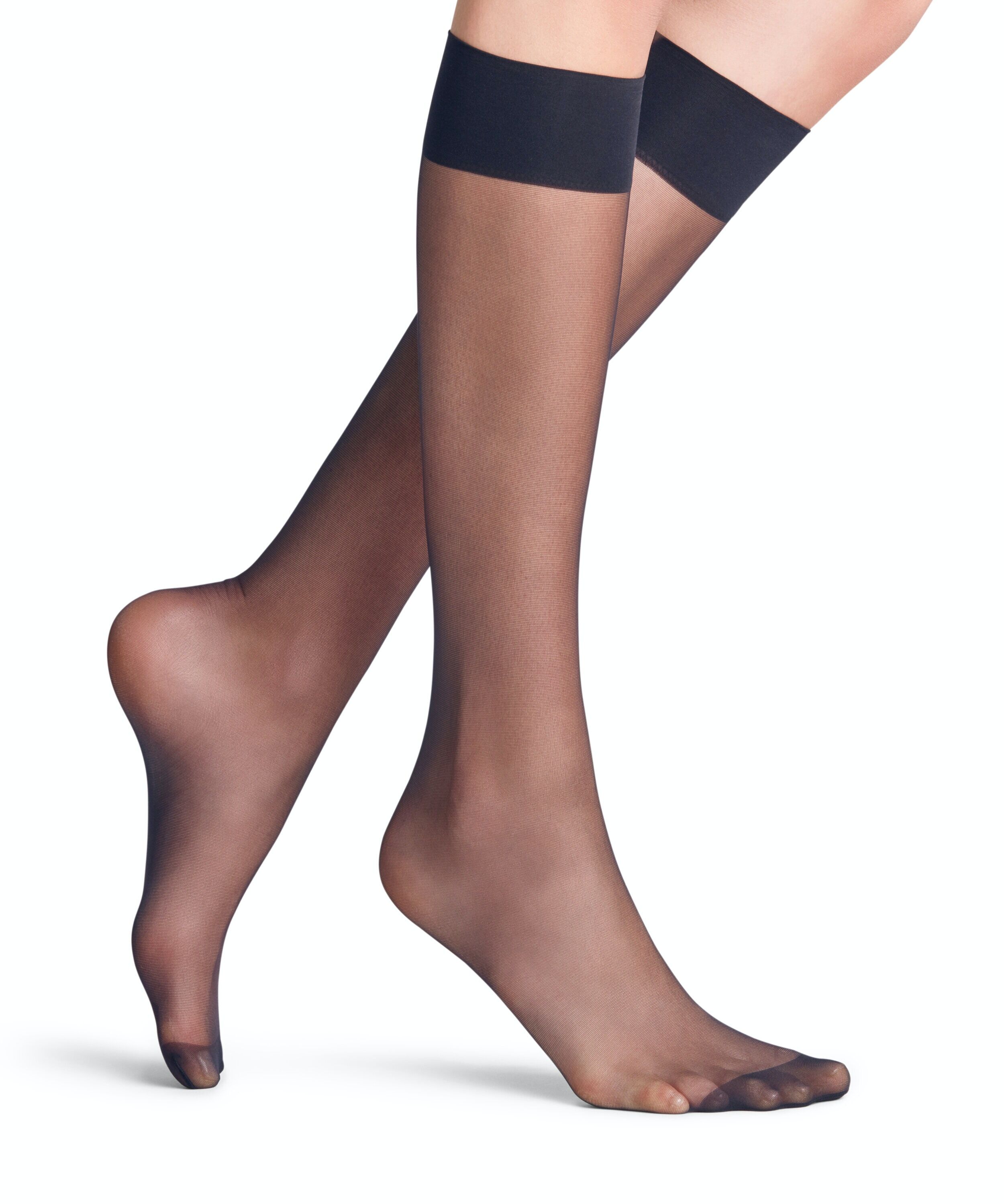 FALKE Seidenglatt 15 DEN dames kniekousen, marine blauw (marine)