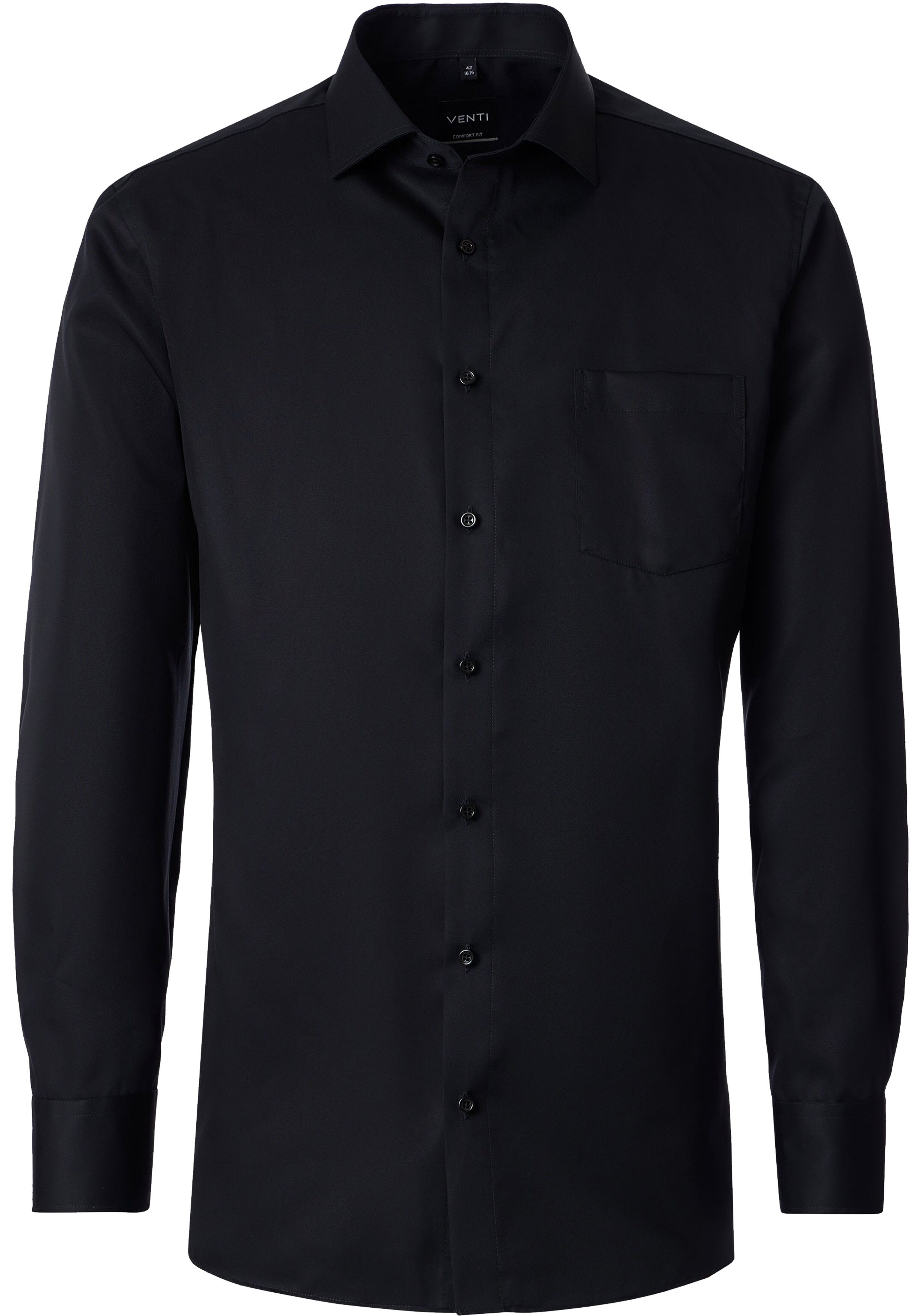 VENTI CASA MODA comfort fit overhemd, structuur, zwart