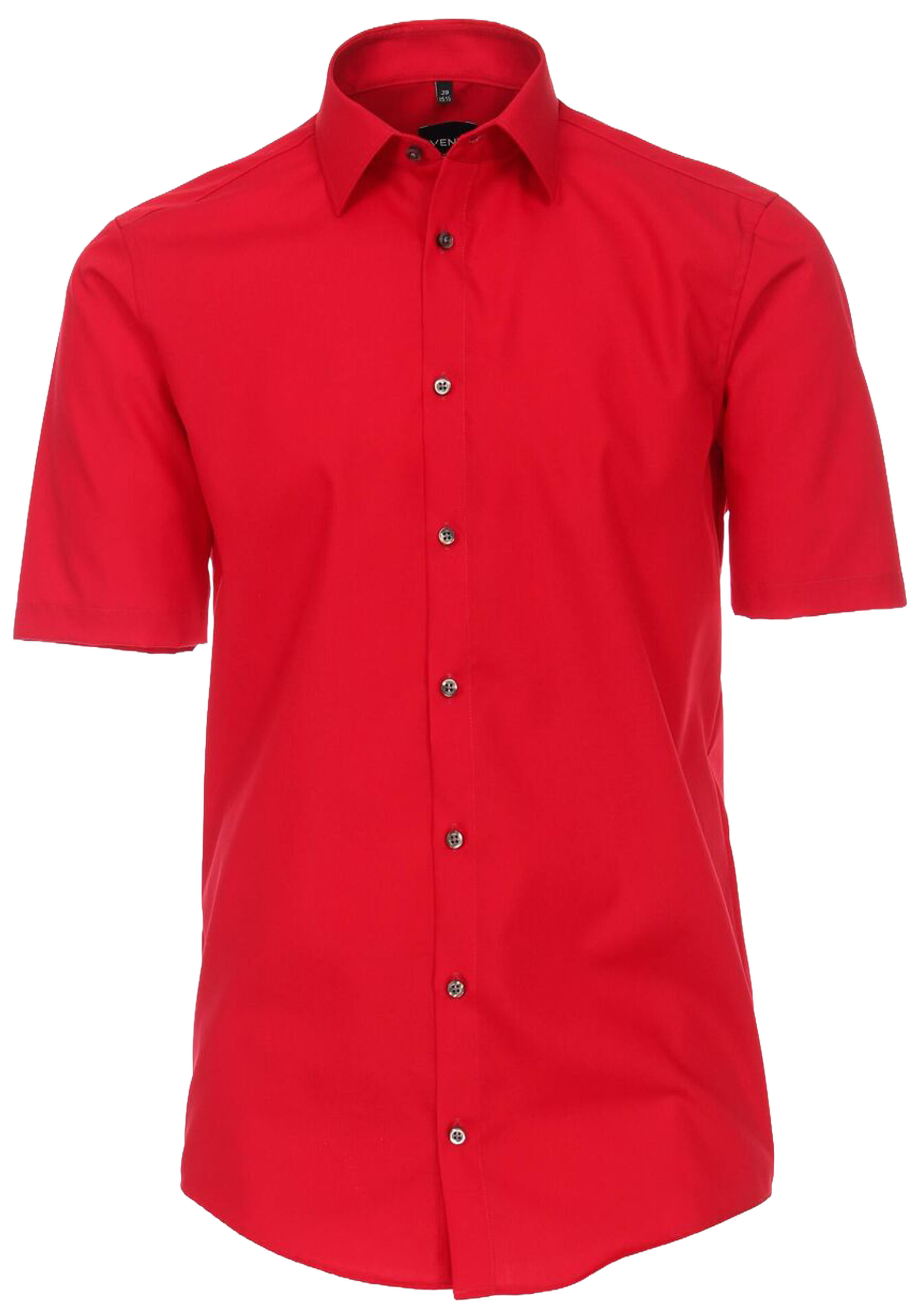 VENTI modern fit overhemd, korte mouw, popeline, rood