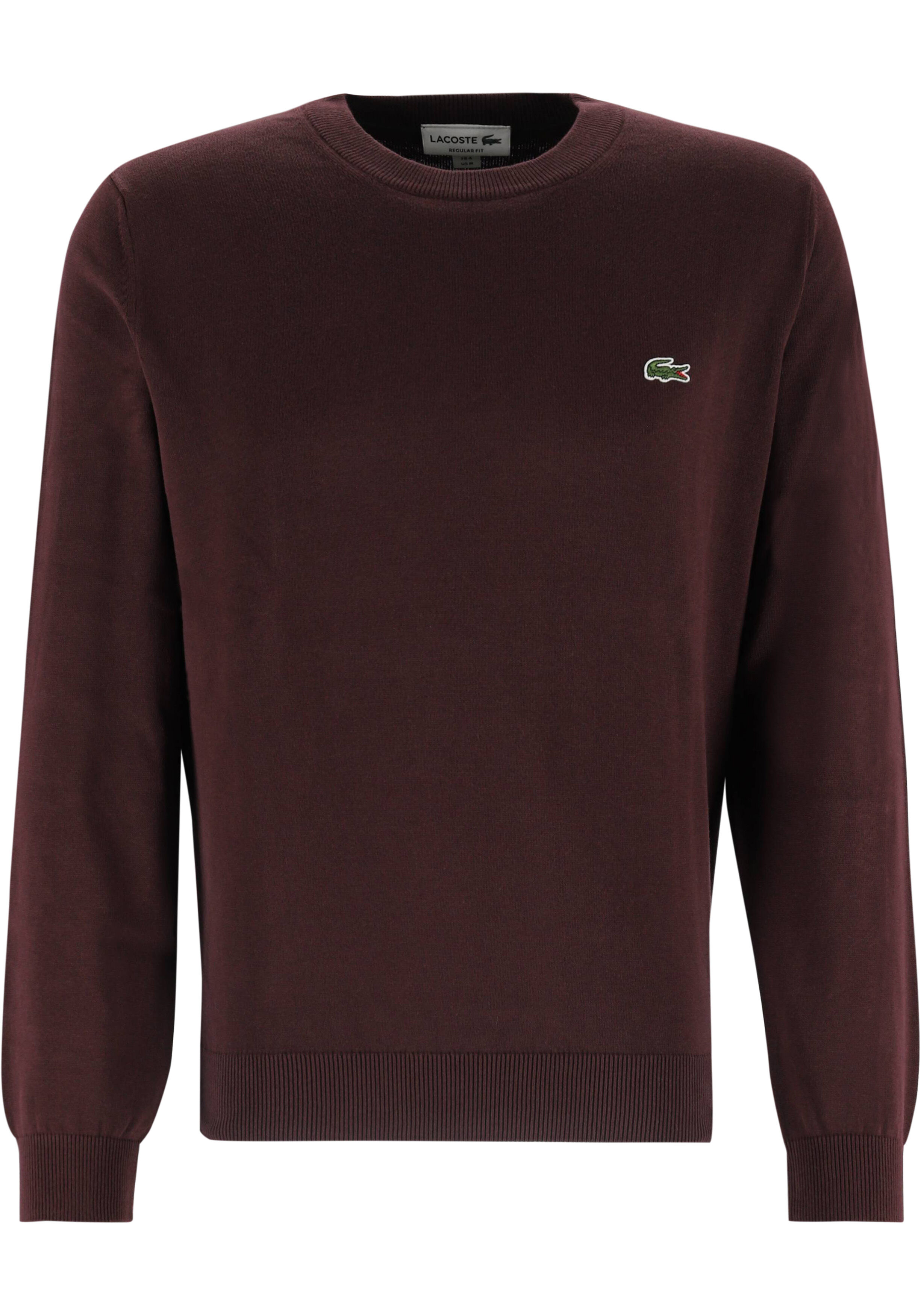 Lacoste herentrui katoen, O-hals, diep donkerrood