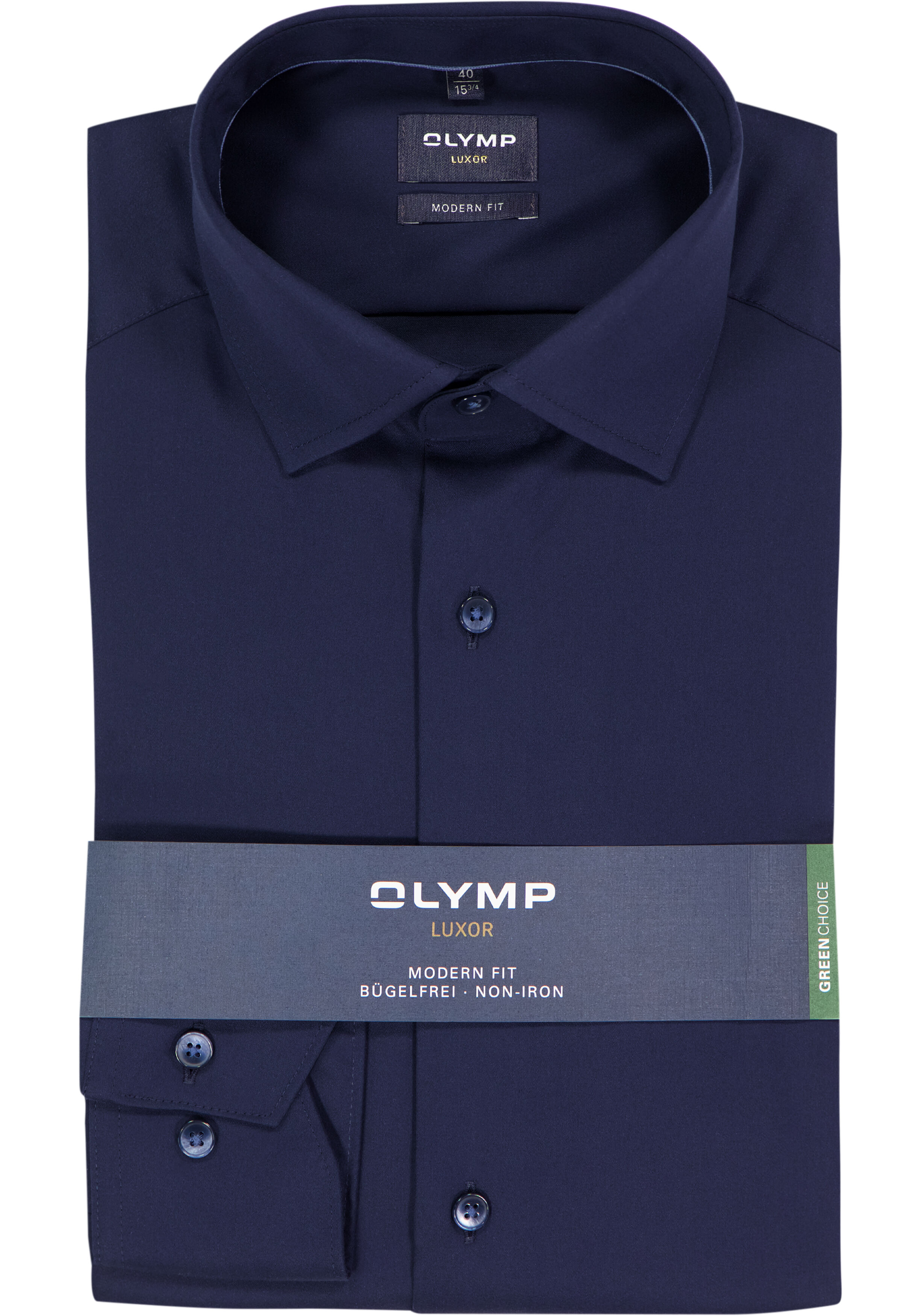 OLYMP Luxor modern fit overhemd, satijnbinding, donkerblauw