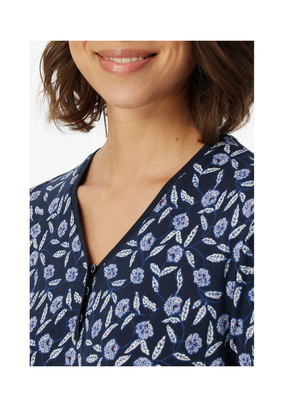 image_5_180120-804_4_1280x1280 SCHIESSER Comfort Nightwear nachthemd, dames nachthemd lange mouwen biologisch katoen knoopsluiting bloemenprint nachtblauw