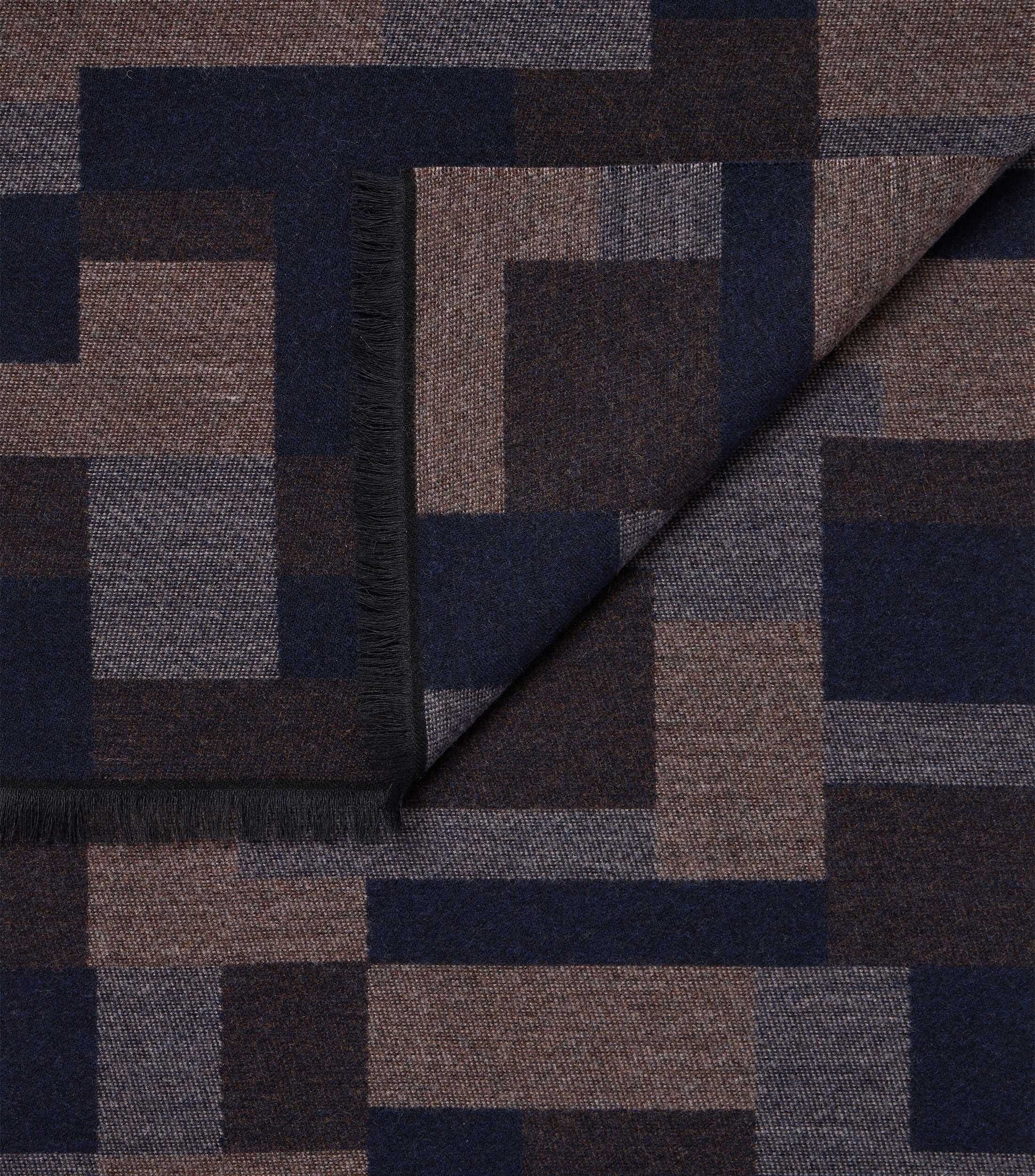 CASA MODA sjaal, donkerblauw, bruin, grijs dessin