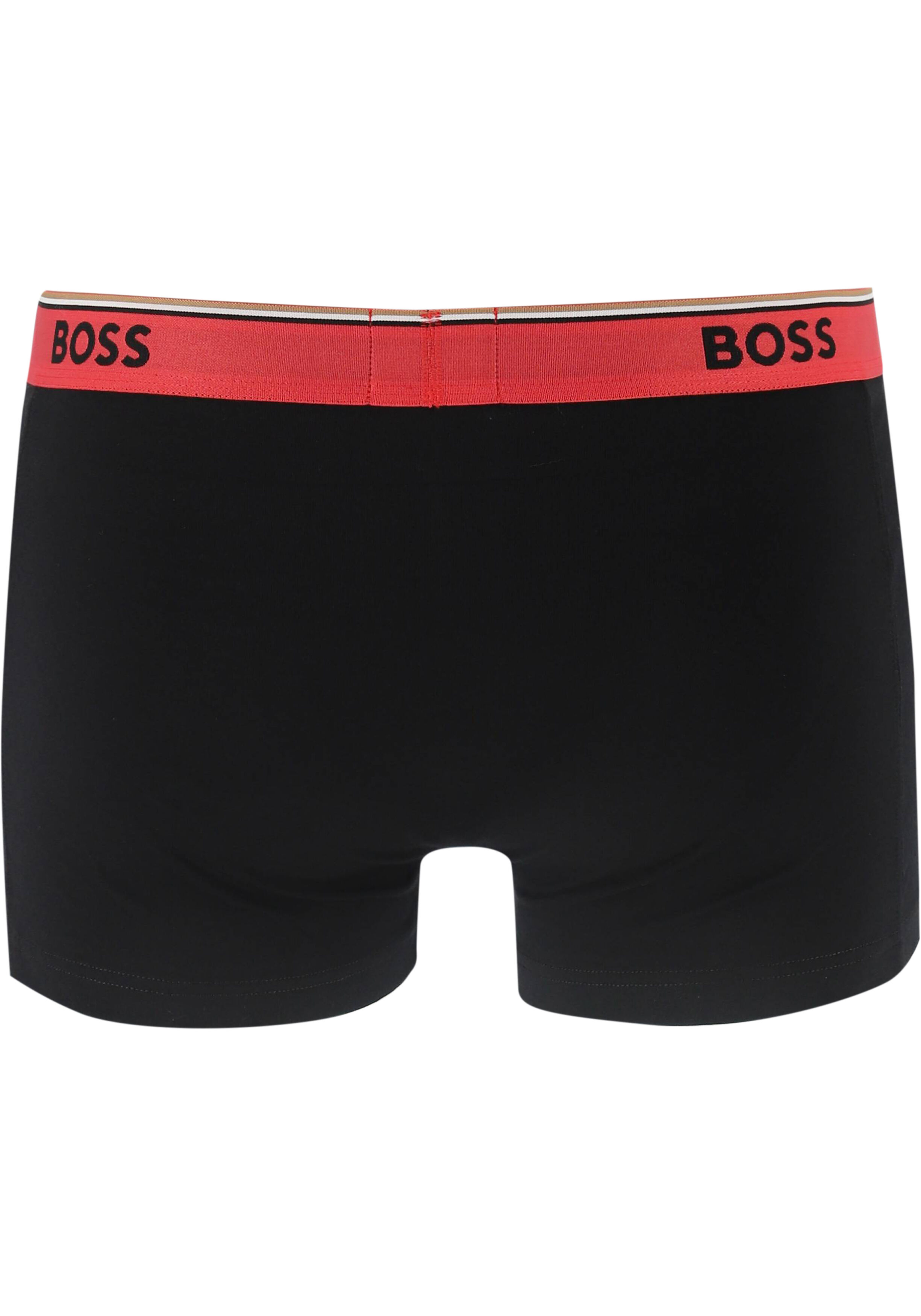 HUGO BOSS Power trunks (3-pack), heren boxers kort, zwart met gekleurde tailleband