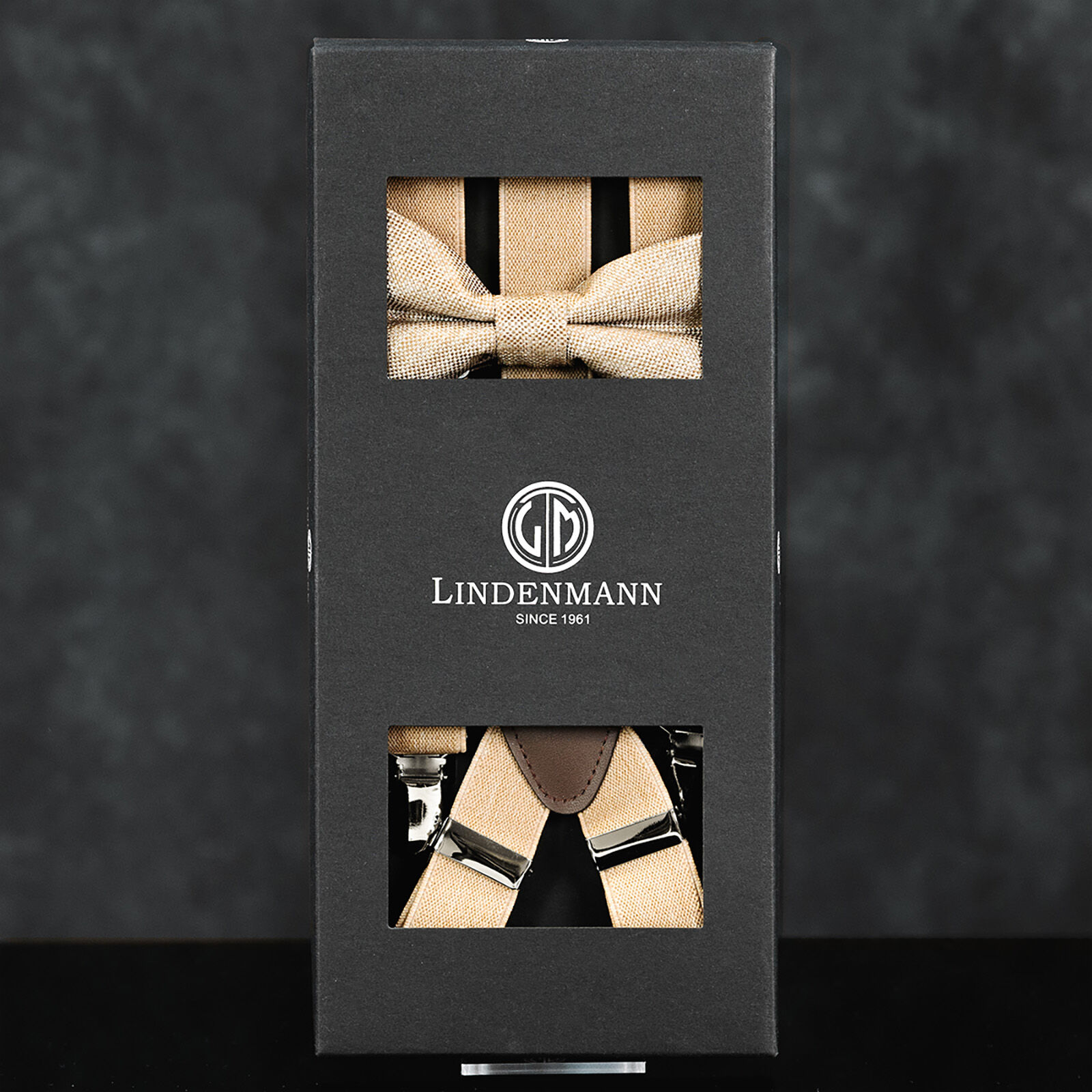 LINDENMANN heren bretels Y-vorm met strikje, beige
