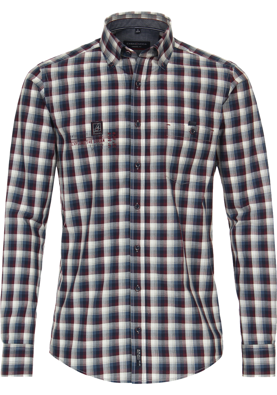 1-4064813792305-casa_moda-overhemd_HR CASA MODA Sport casual fit overhemd, dobby, rood geruit