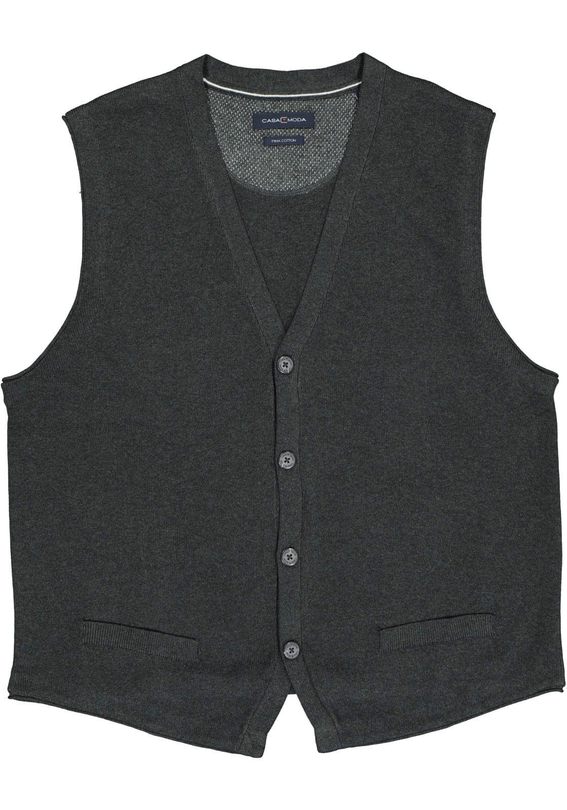 6-4060031204415_casa_moda_trui_HR CASA MODA mouwloos heren vest katoen, antraciet