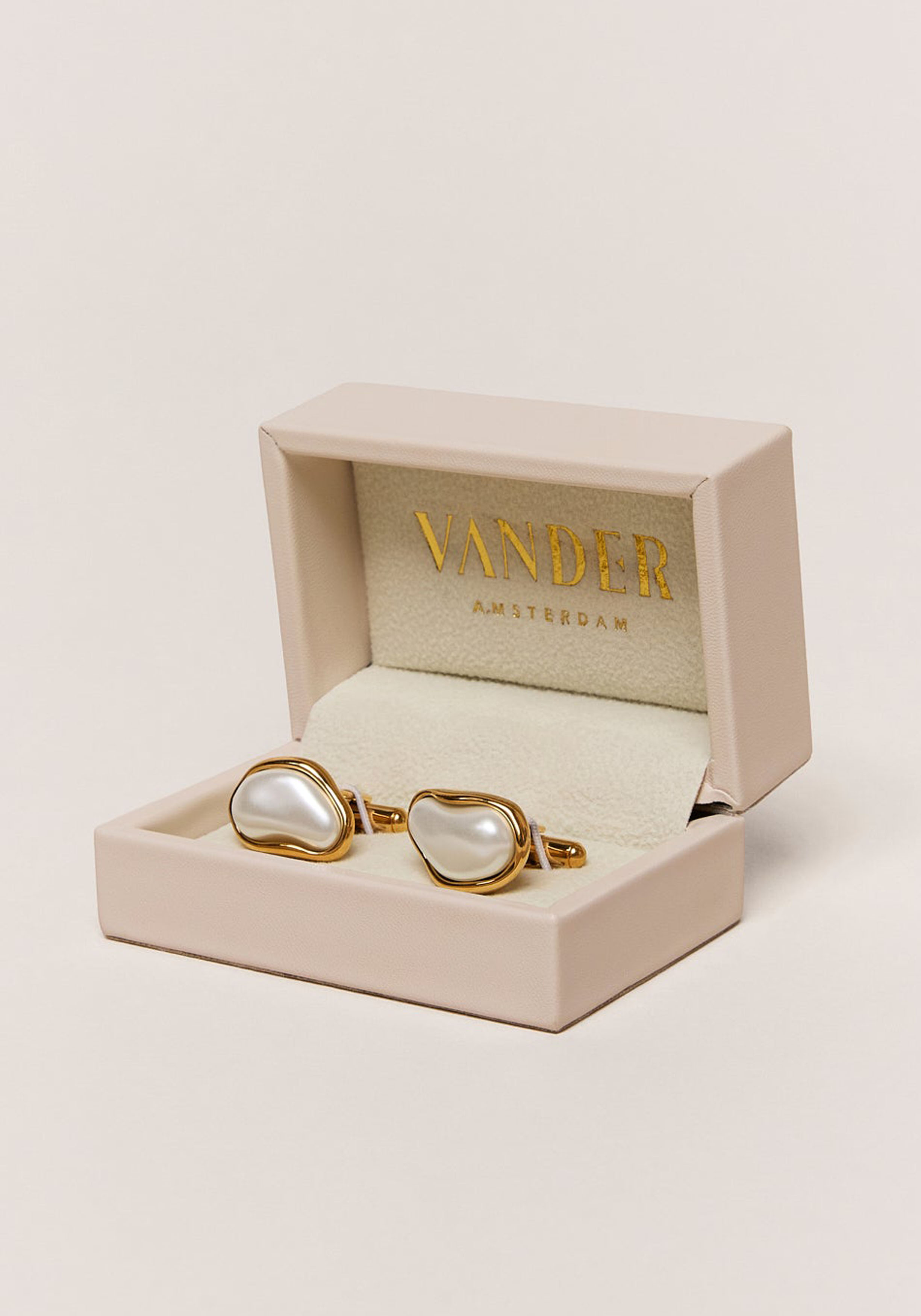 Vander Amsterdam manchetknoop Alexia, RVS, goud