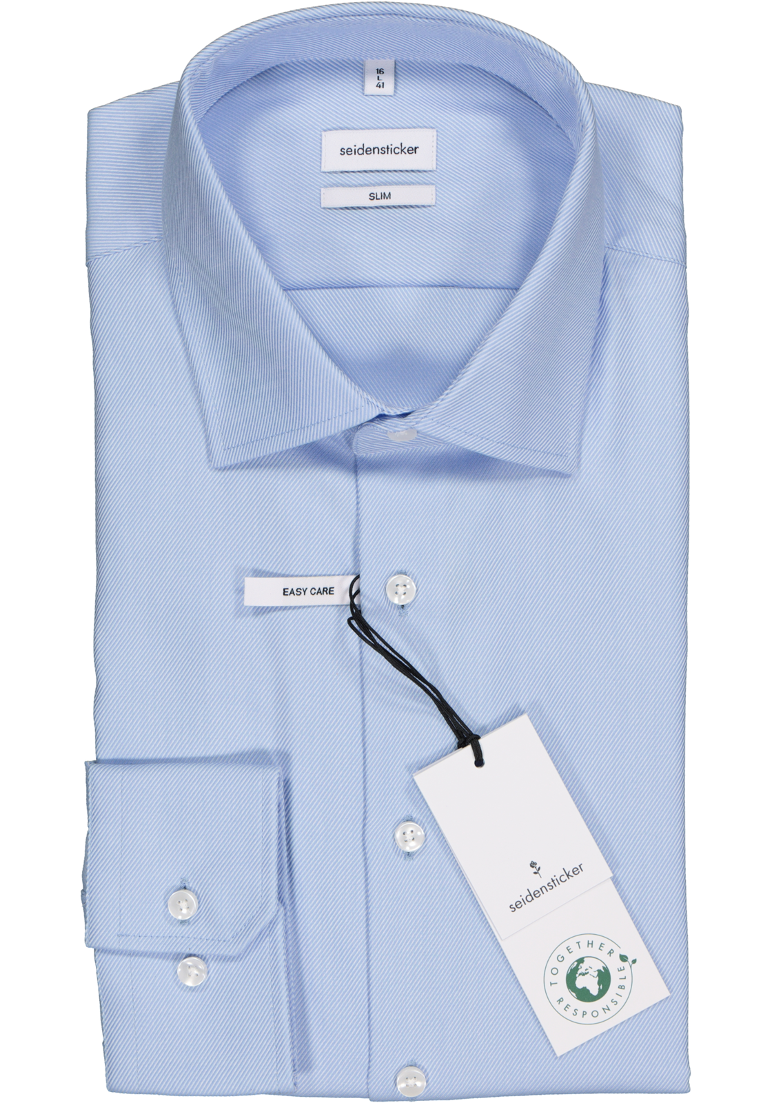 2-4048872339701_seidensticker-overhemd_HR Seidensticker slim fit overhemd, twill, lichtblauw