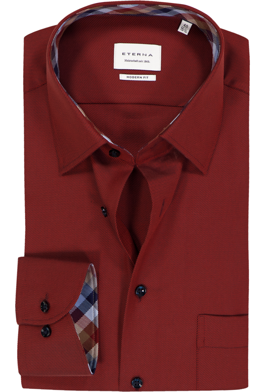 ETERNA modern fit overhemd, twill, donkerrood ETERNA modern fit overhemd, twill, donkerrood