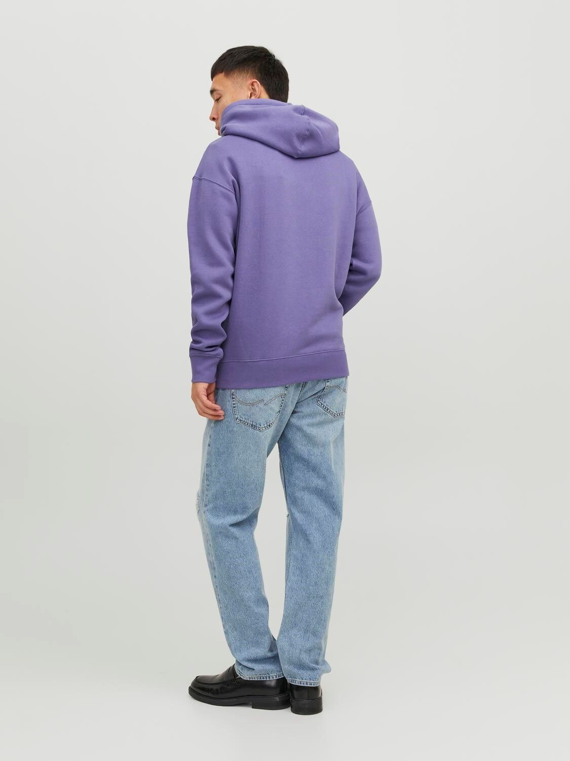 JACK & JONES Star jj sweat hood regular fit, heren hoodie katoenmengsel met capuchon, paars