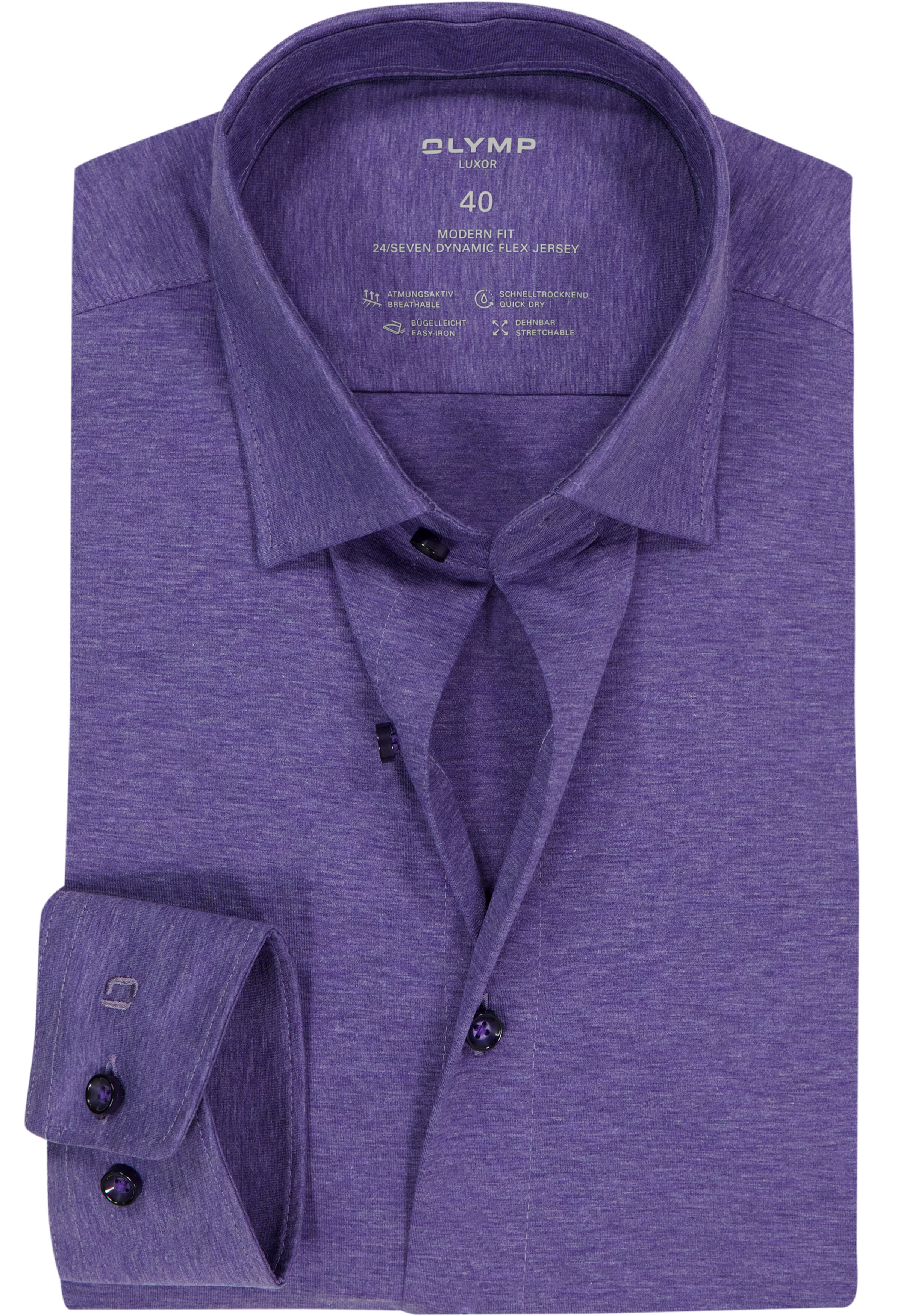 OLYMP 24/7 Luxor modern fit overhemd, tricot, paars