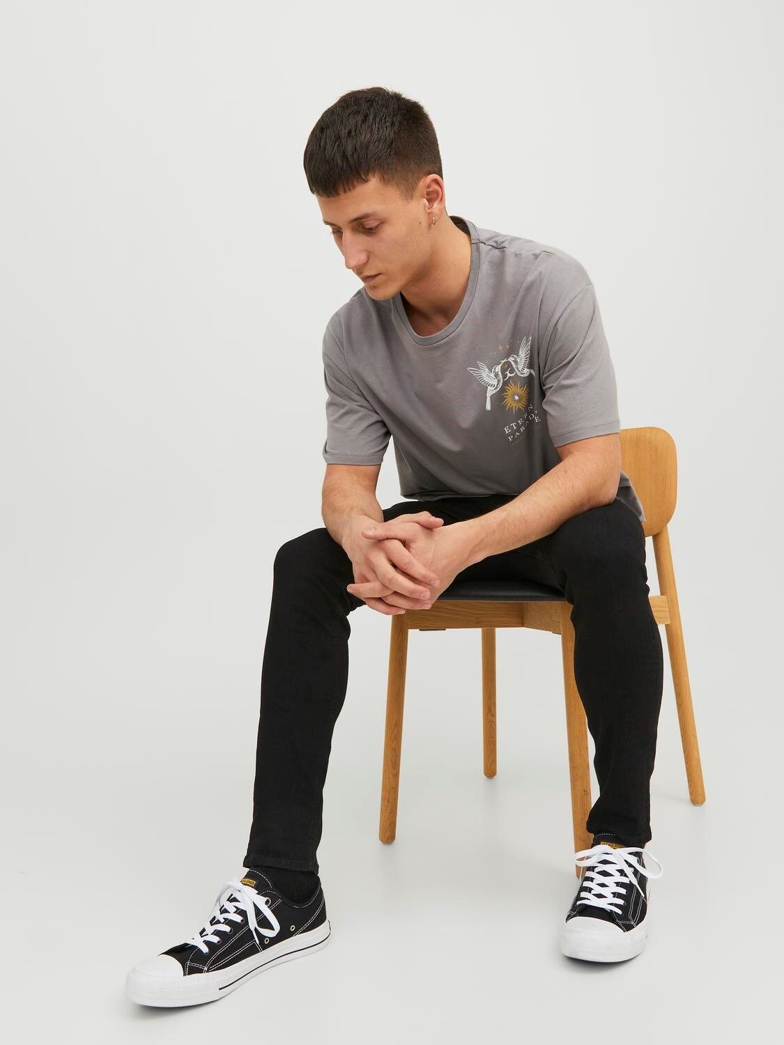 JACK & JONES Liam Original loose fit, heren jeans, zwart denim