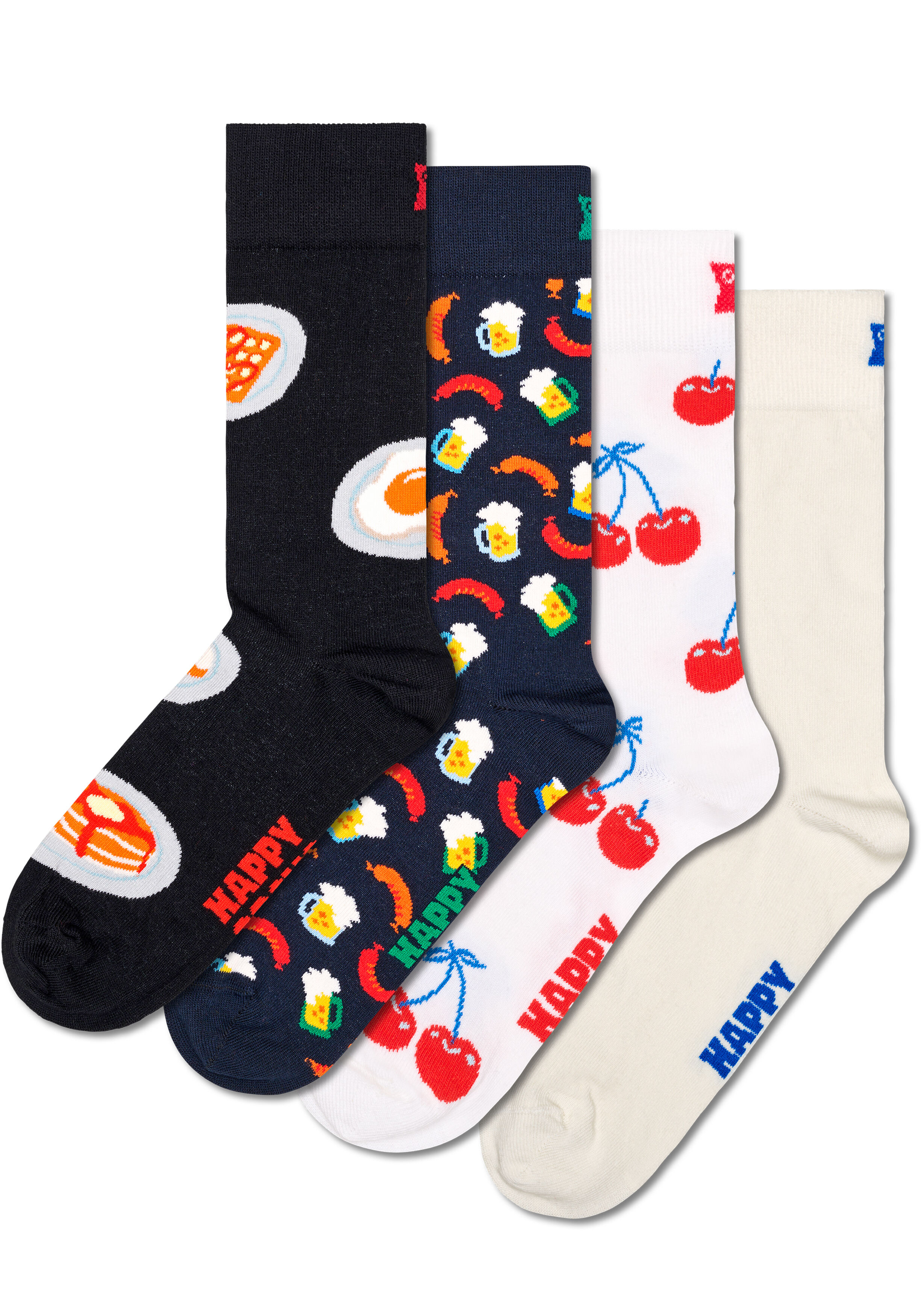 Happy Socks Food Socks Gift Set (4-pack), unisex sokken in cadeauverpakking, wit