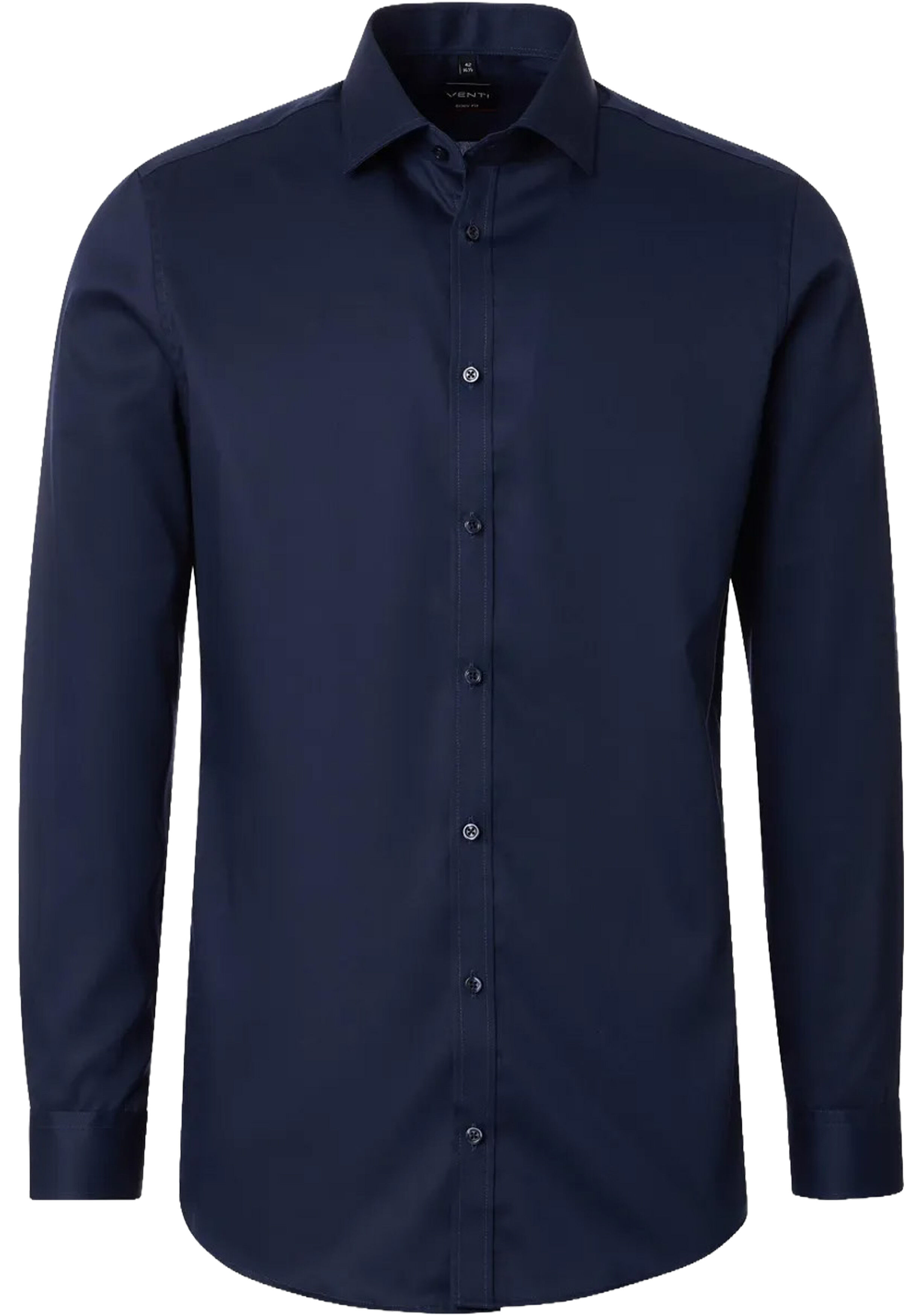 VENTI body fit overhemd, twill, donkerblauw