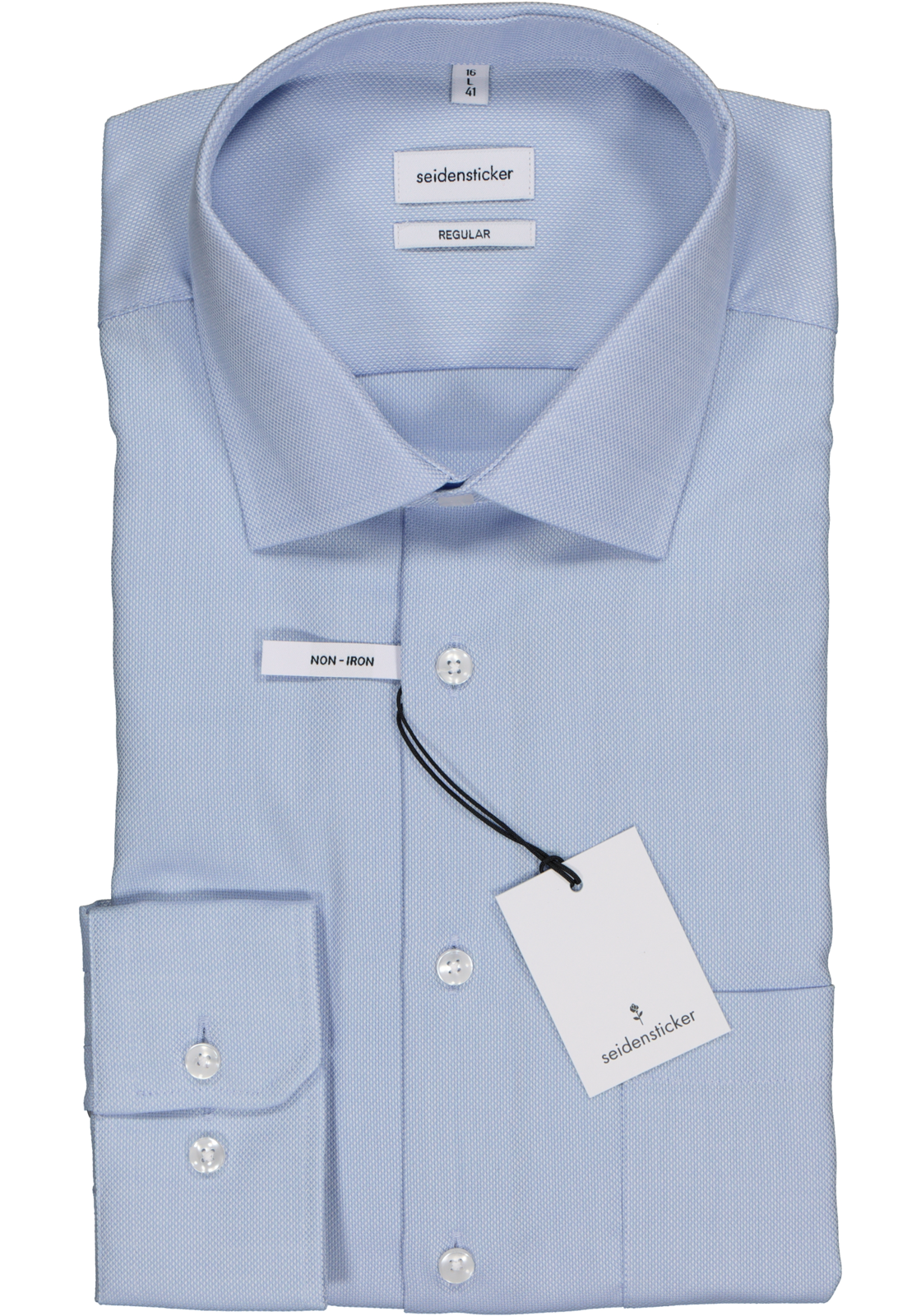 2-4048869946394_seidensticker-overhemd_HR Seidensticker regular fit overhemd, lichtblauw structuur