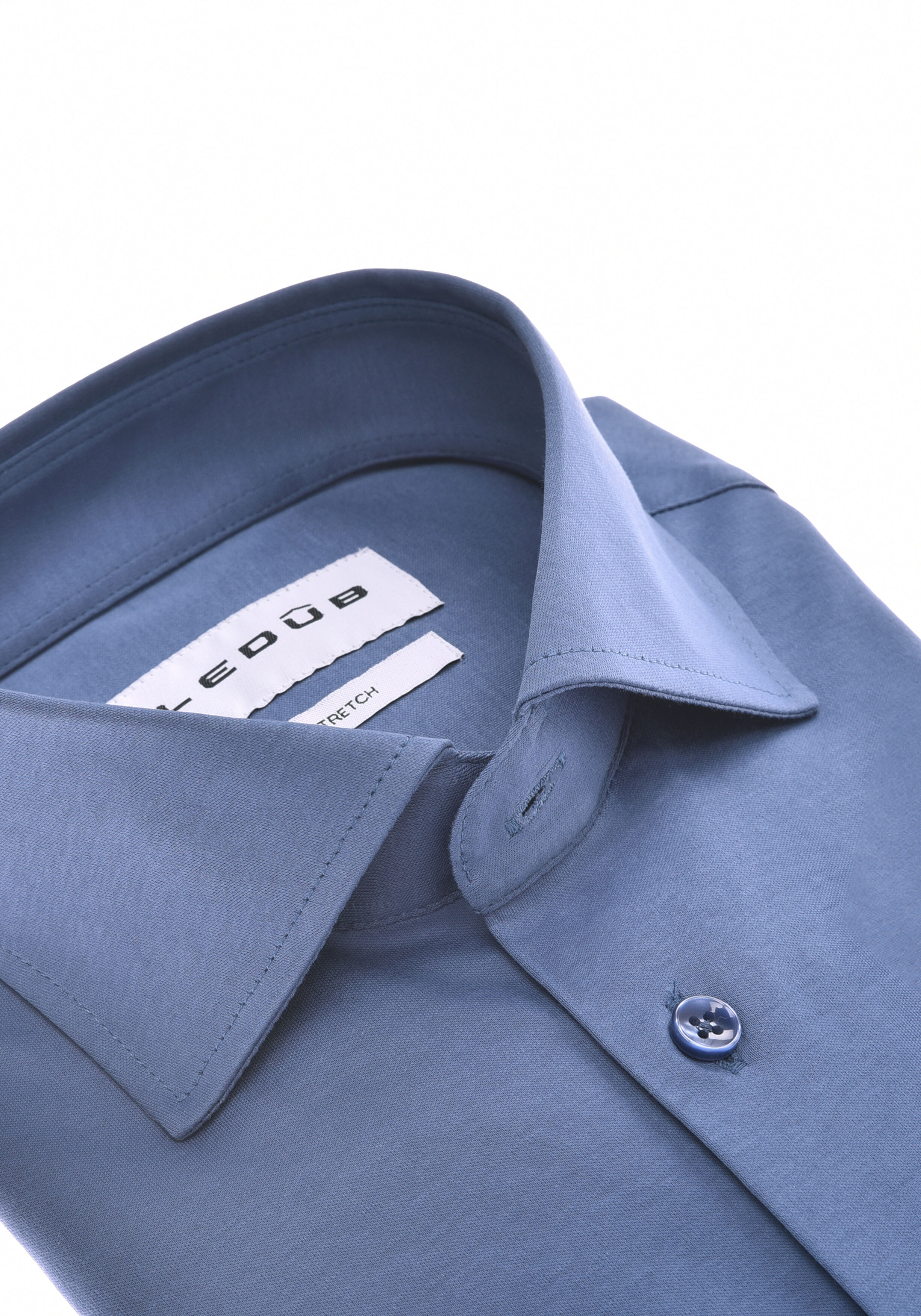 Ledub modern fit overhemd, jersey, middenblauw