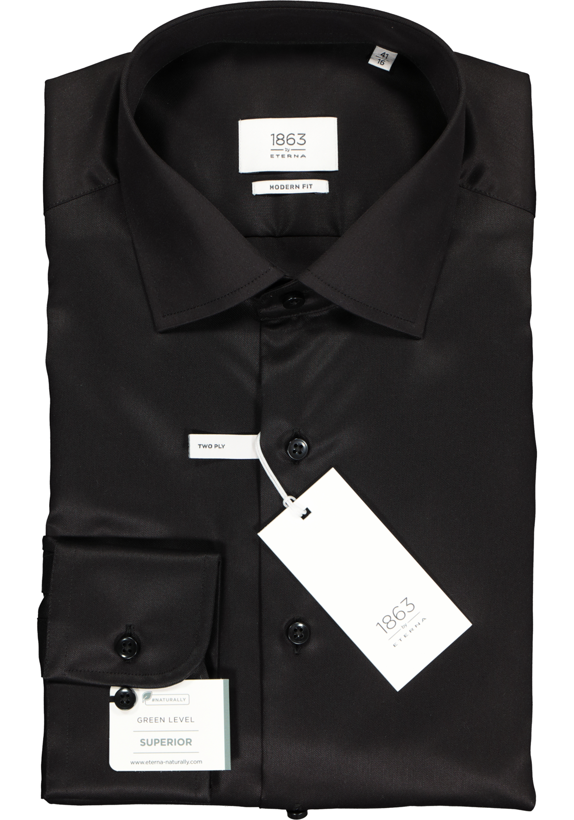 2-4062403132630_eterna-overhemd_HR ETERNA 1863 modern fit premium overhemd, 2-ply twill heren overhemd, zwart