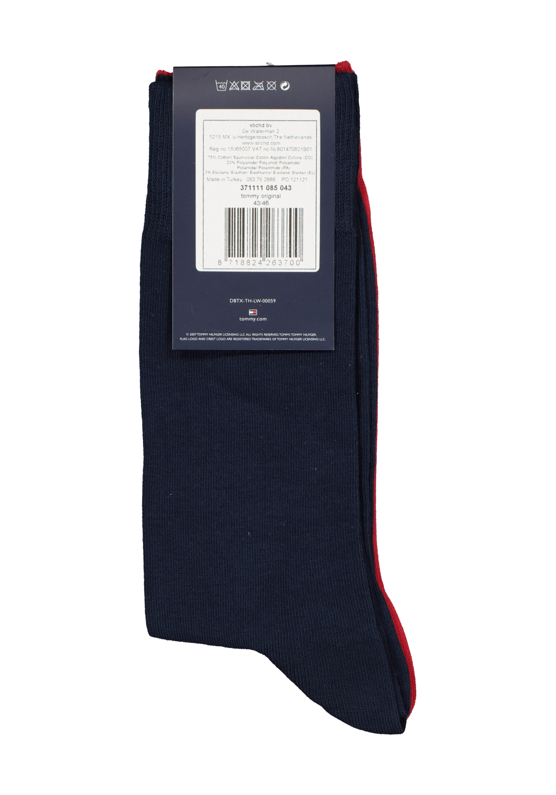 6-8718824263700_sok_HR Tommy Hilfiger Classic Socks (2-pack), herensokken katoen, rood en blauw
