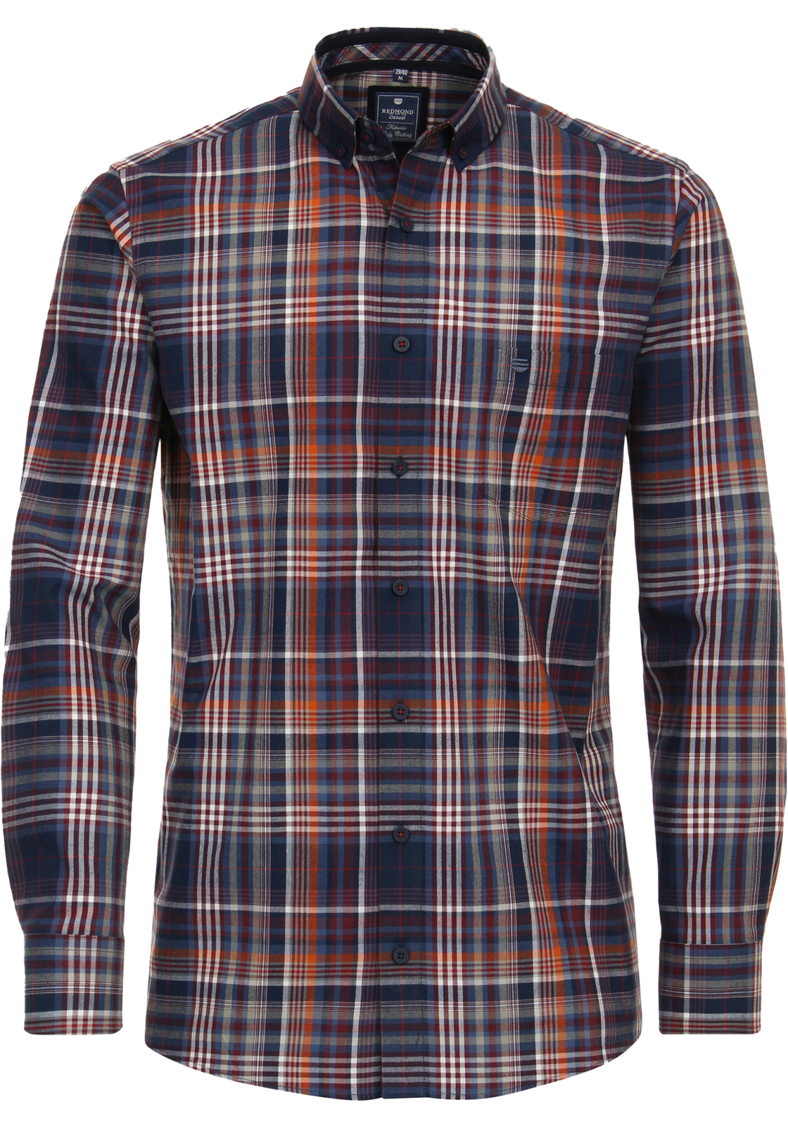 Redmond comfort fit overhemd, twill, rood geruit Redmond comfort fit overhemd, twill, rood geruit