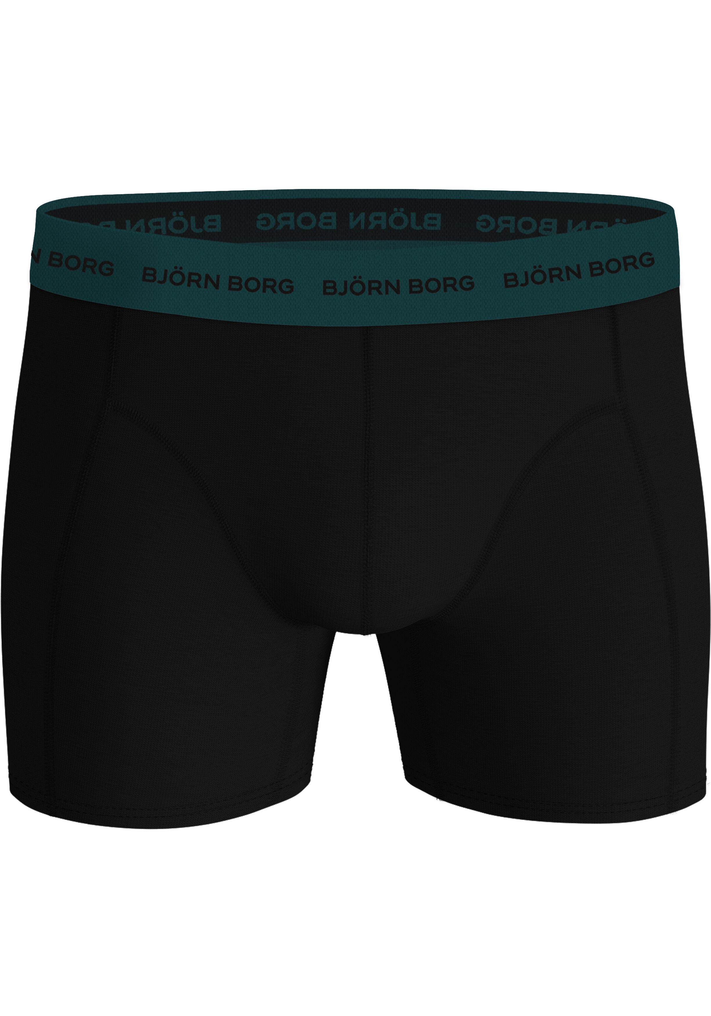 Bjorn Borg Cotton Stretch boxers, heren boxers normale lengte (5-pack), zwart met gekleurde tailleband