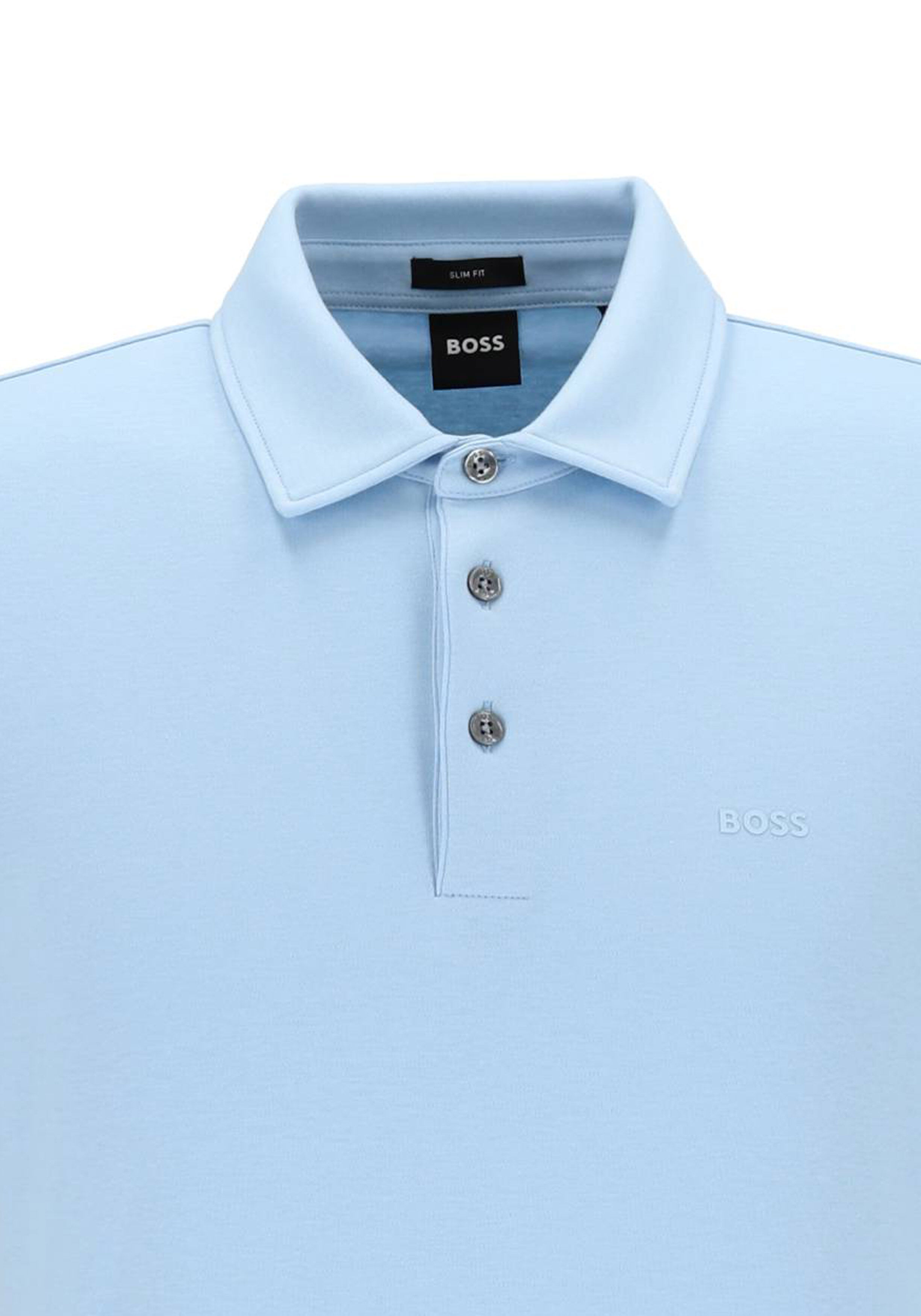 BOSS Palosh slim fit heren polo, pique, lichtblauw
