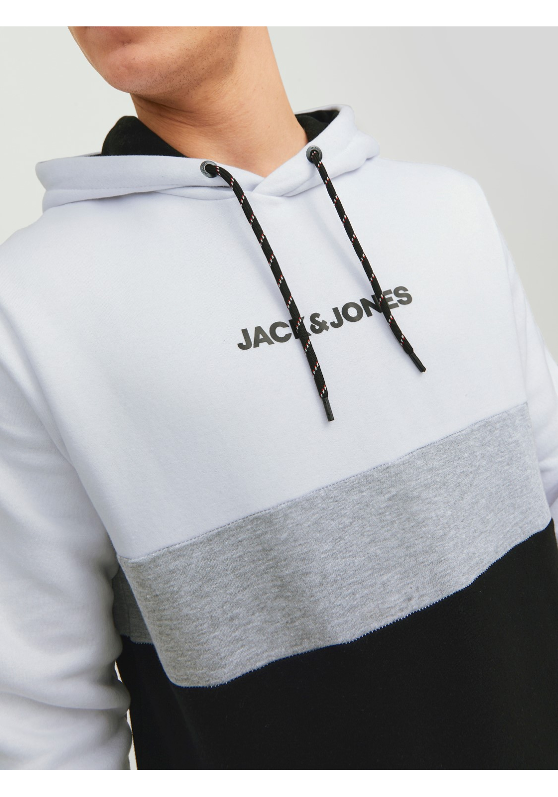 image_6_jj__4206140__detailjpgvb1a213e92bd4ae1707931abcba96976dc30c JACK & JONES Reid blocking sweat hood regular fit, heren hoodie katoenmengsel met capuchon, wit